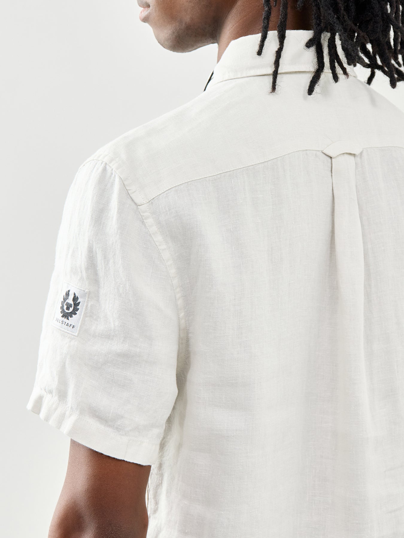 Belstaff Scale Short Sleeve Linen Shirt Silver Birch