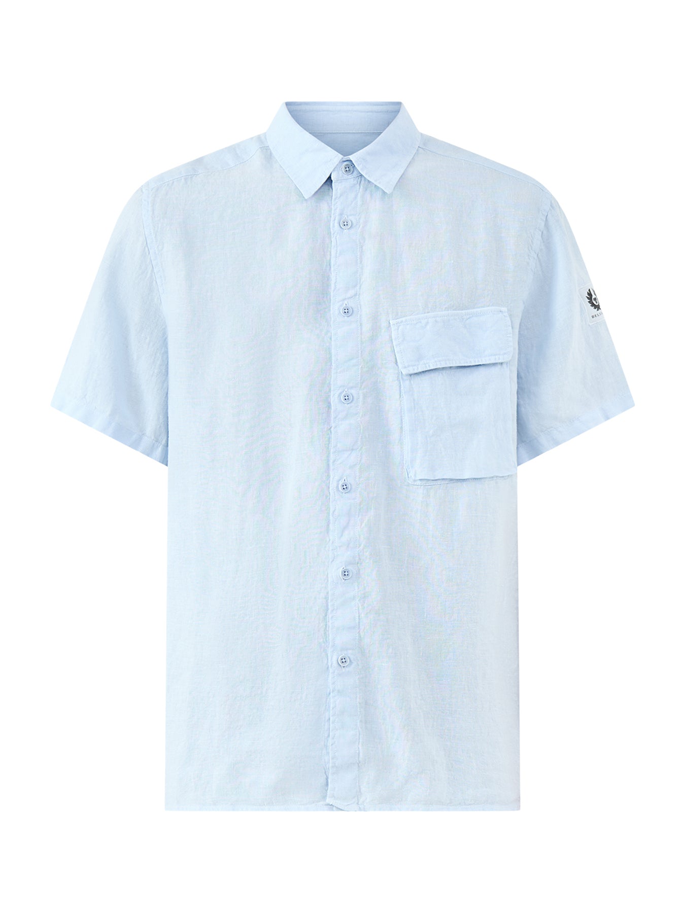 Belstaff Scale Short Sleeve Linen Shirt Sky Blue