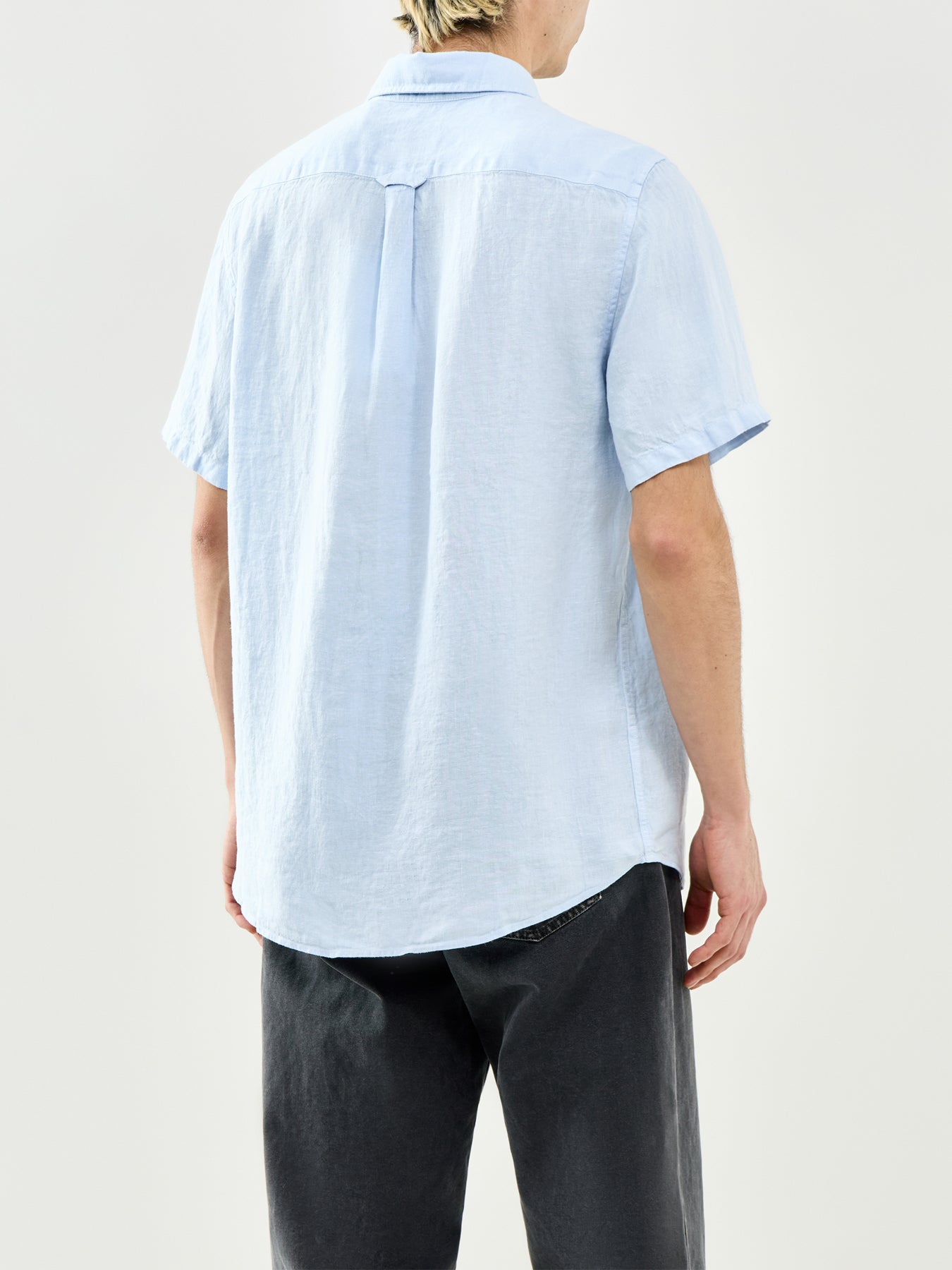 Belstaff Scale Short Sleeve Linen Shirt Sky Blue