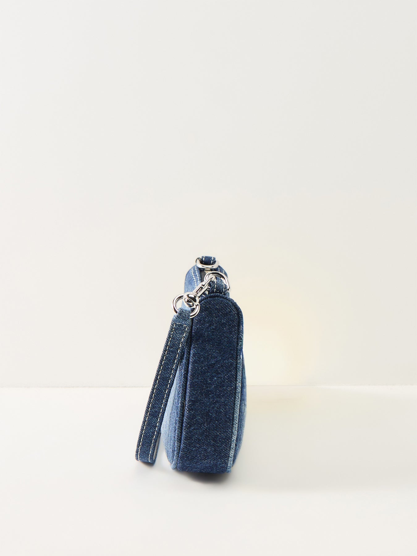 Denim Charm Shoulder Bag Blue
