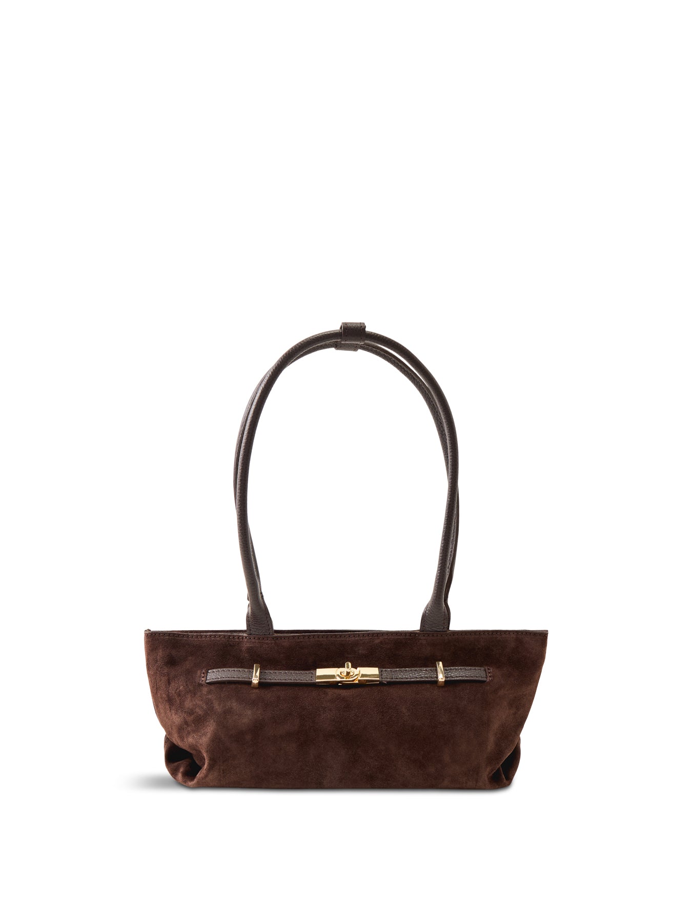Bacil Long Handle Suede Bag Brown