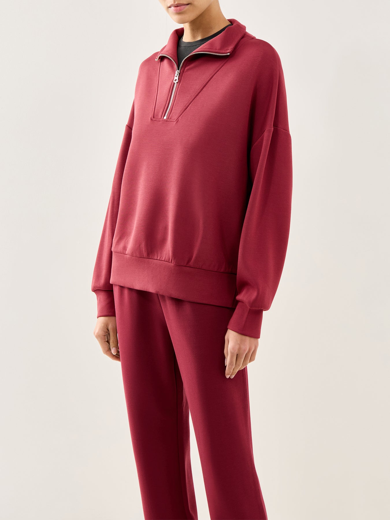 Hawley Half Zip Sweat New Maroon