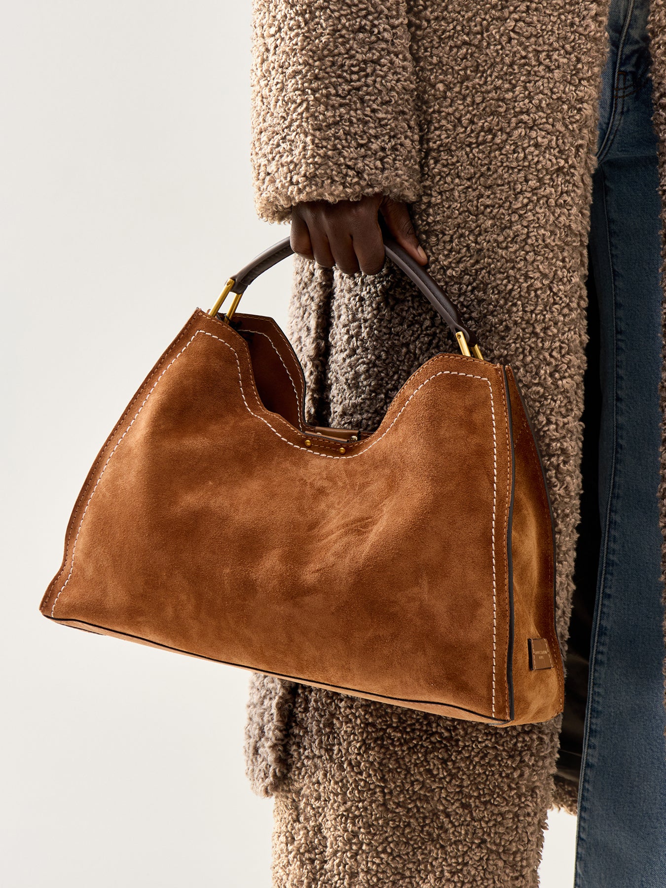 Aurora Large Top Handle Leather Tote Tan
