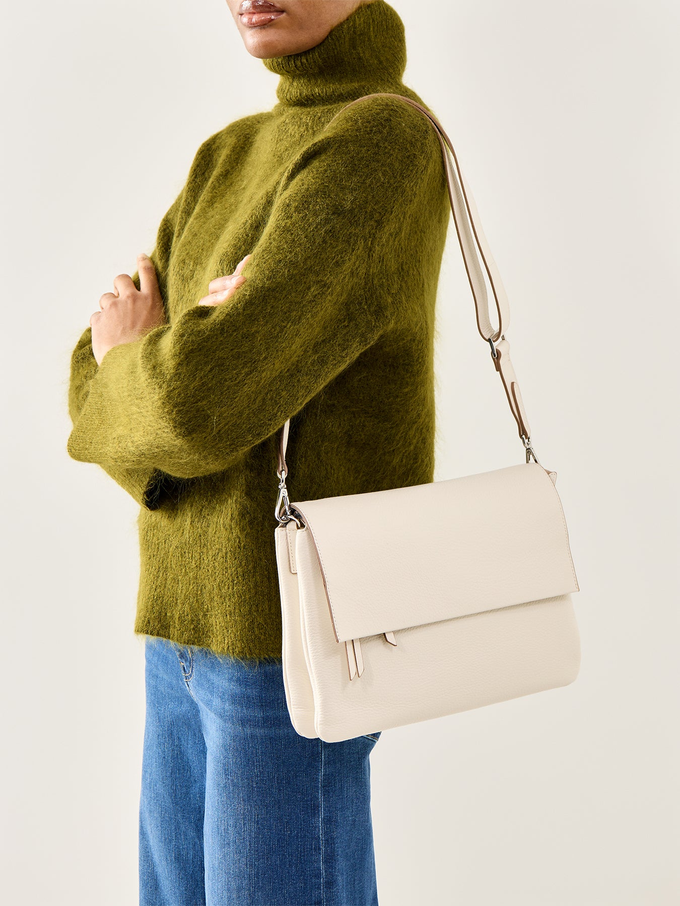 Three Large Crossbody Bag White