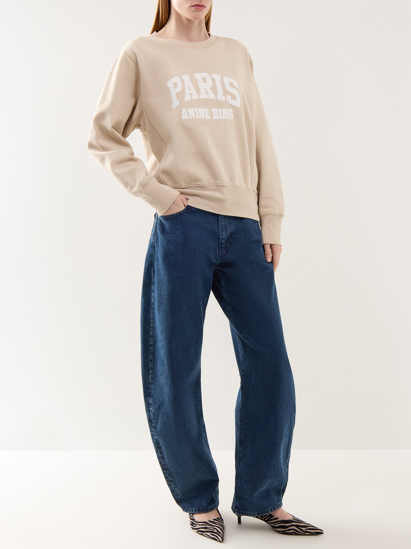 Harry Shrunken Sweatshirt Paris Beige