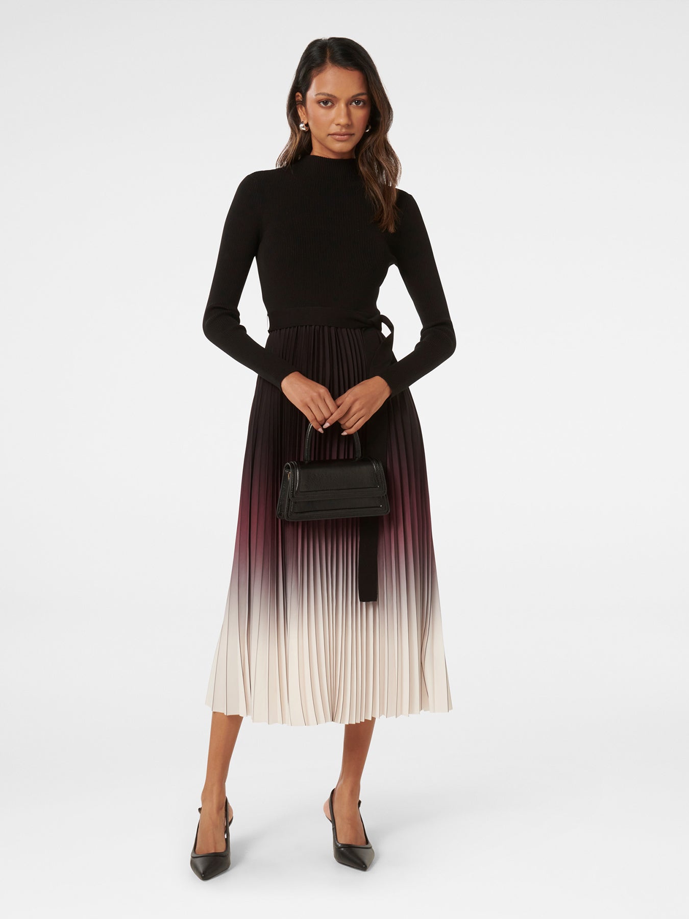 Harmony Pleated Midi Dress Black