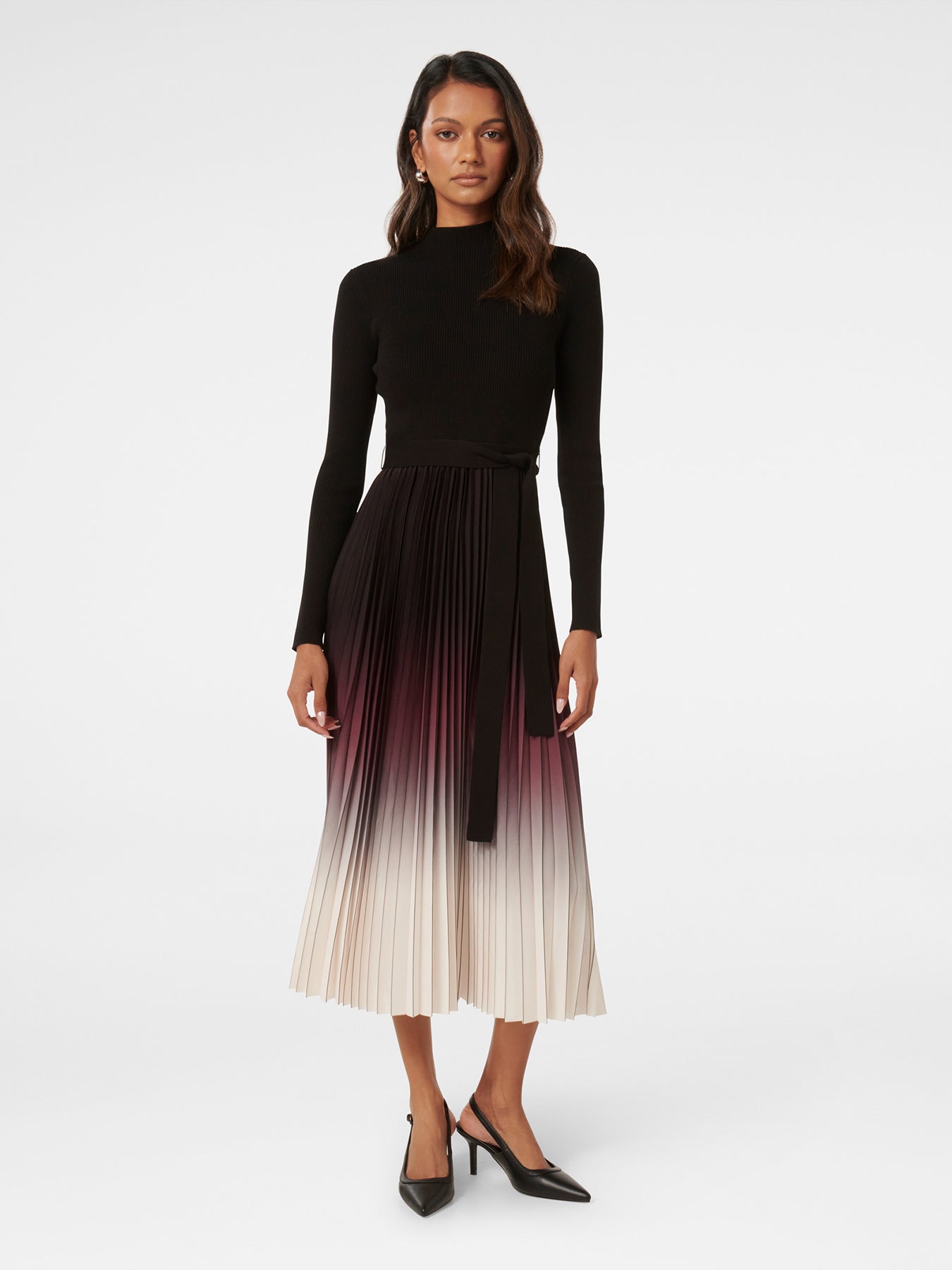 Harmony Pleated Midi Dress Black