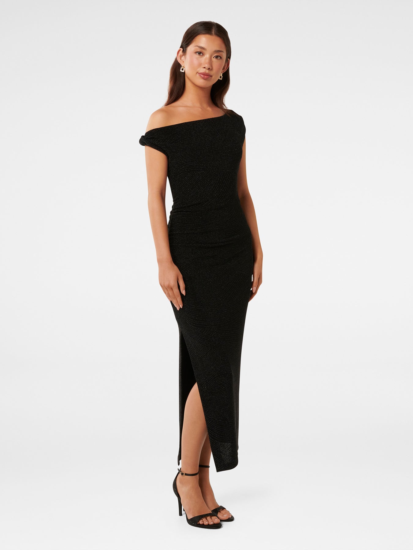 Georgie Glitter Midi Dress Black