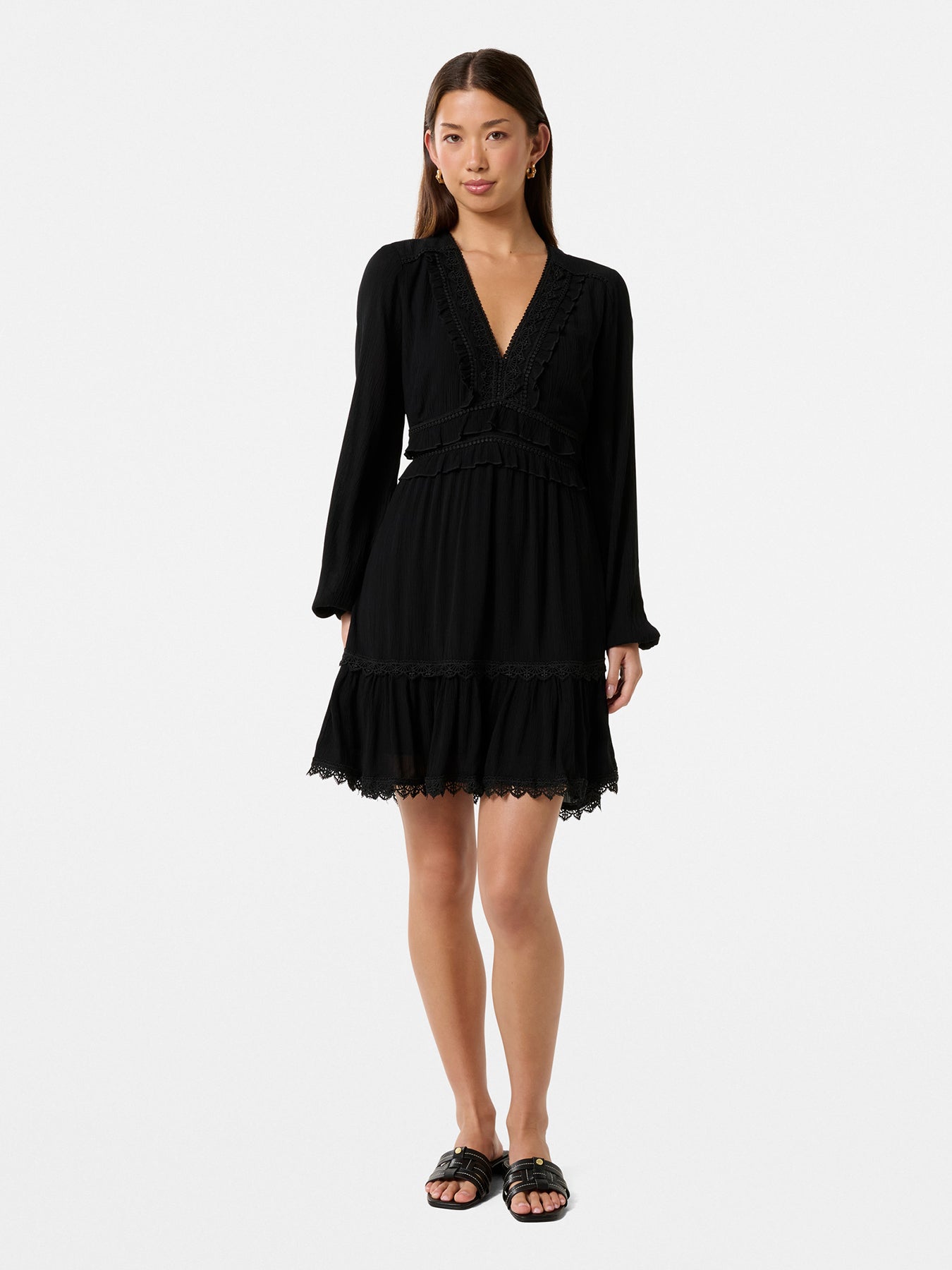 Elsa Trim Mini Dress Black