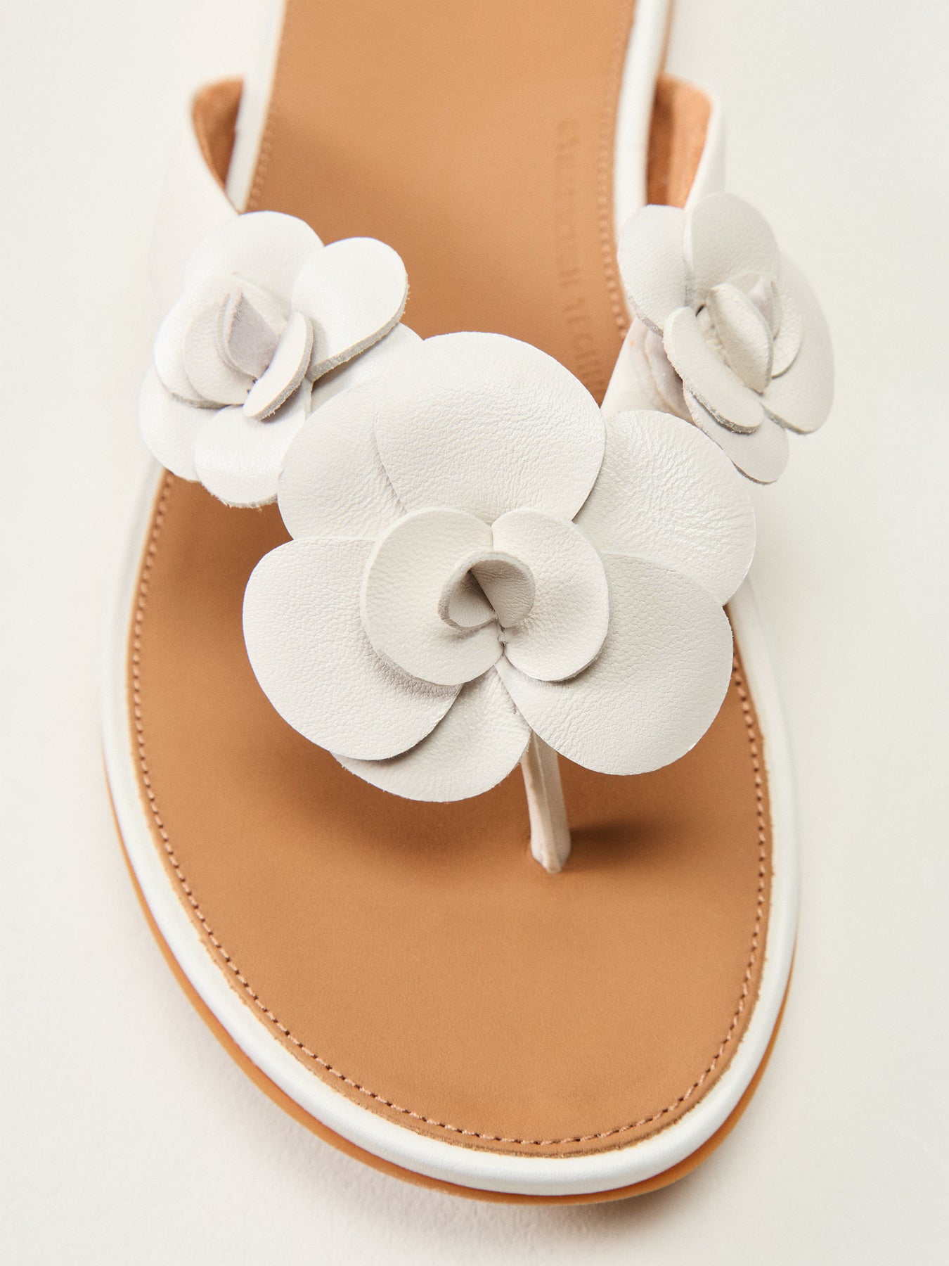 Floral Leather Flip-Flops White