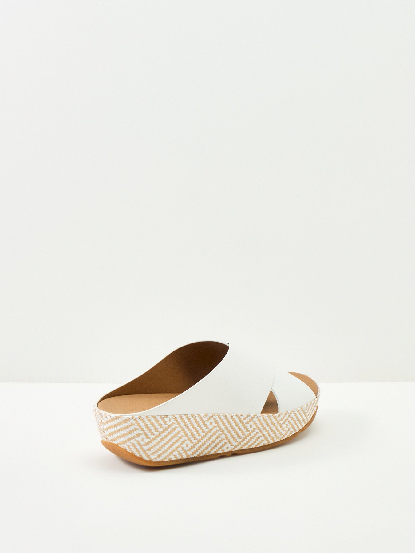 Lulu Lux Graphic-Weave Leather Cross Slides Urban White