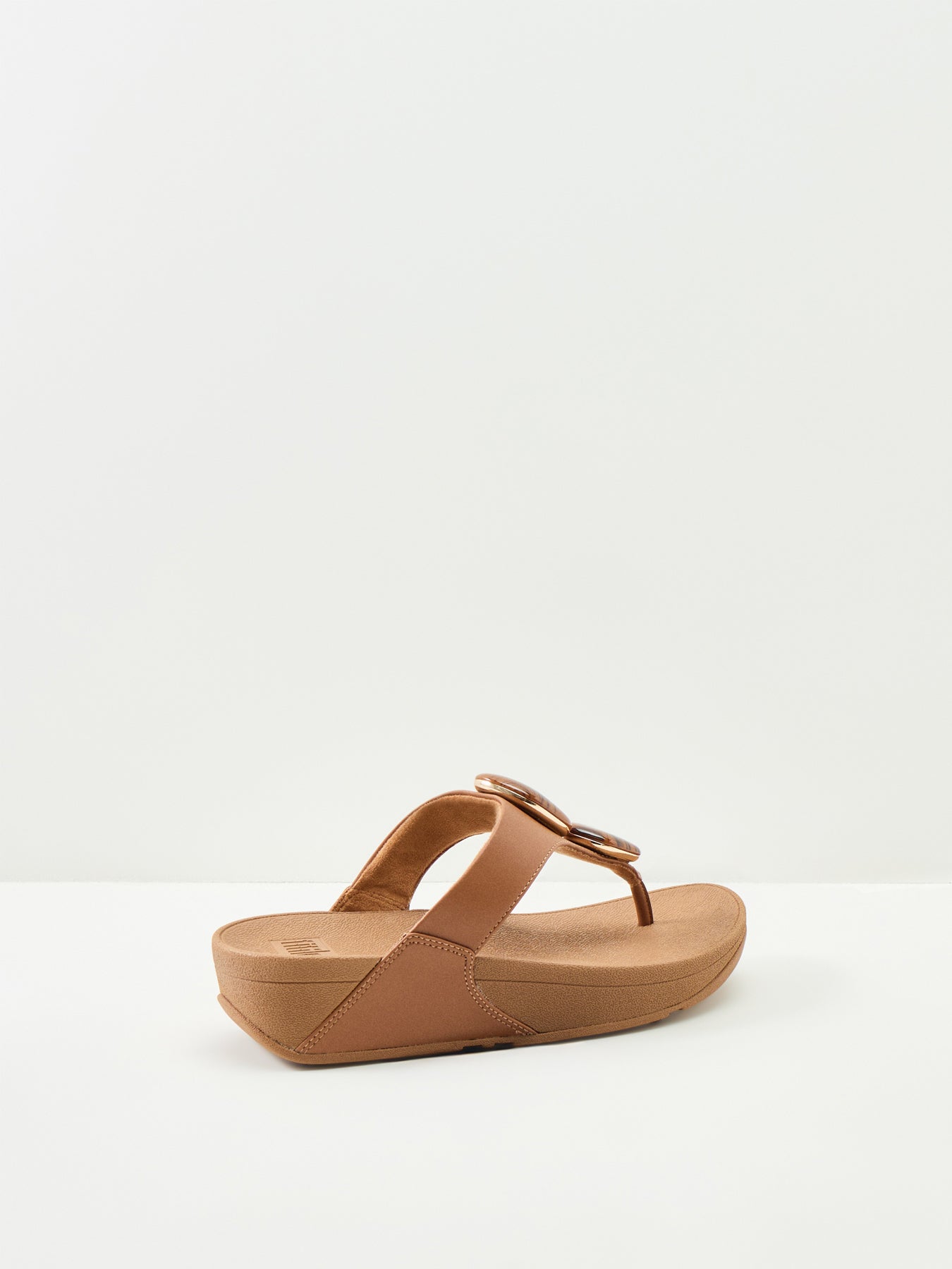 Lulu Marbled-Stone Toe-Post Sandals Deep Tan