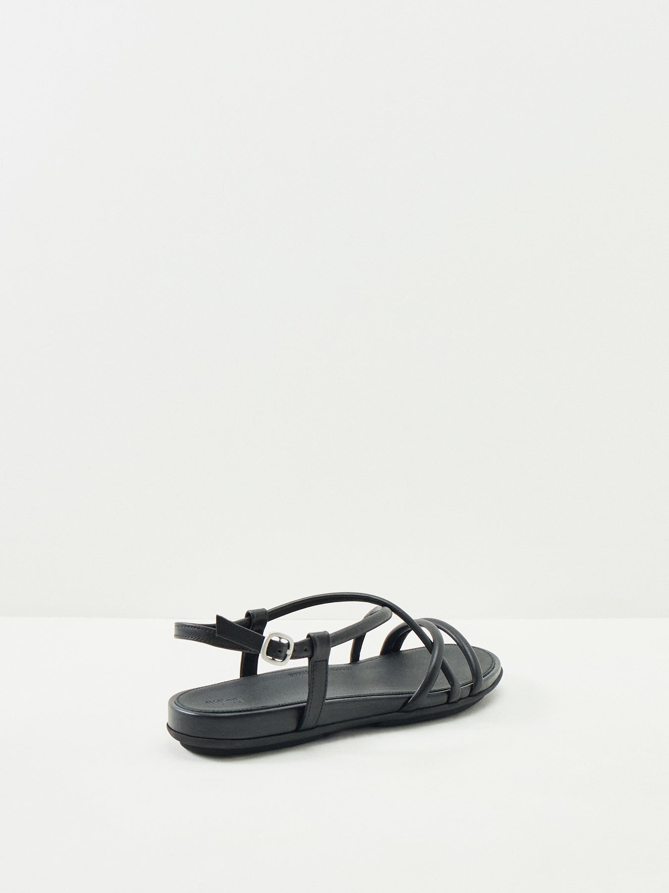 Gracie Leather Strappy Back-Strap Sandals Black