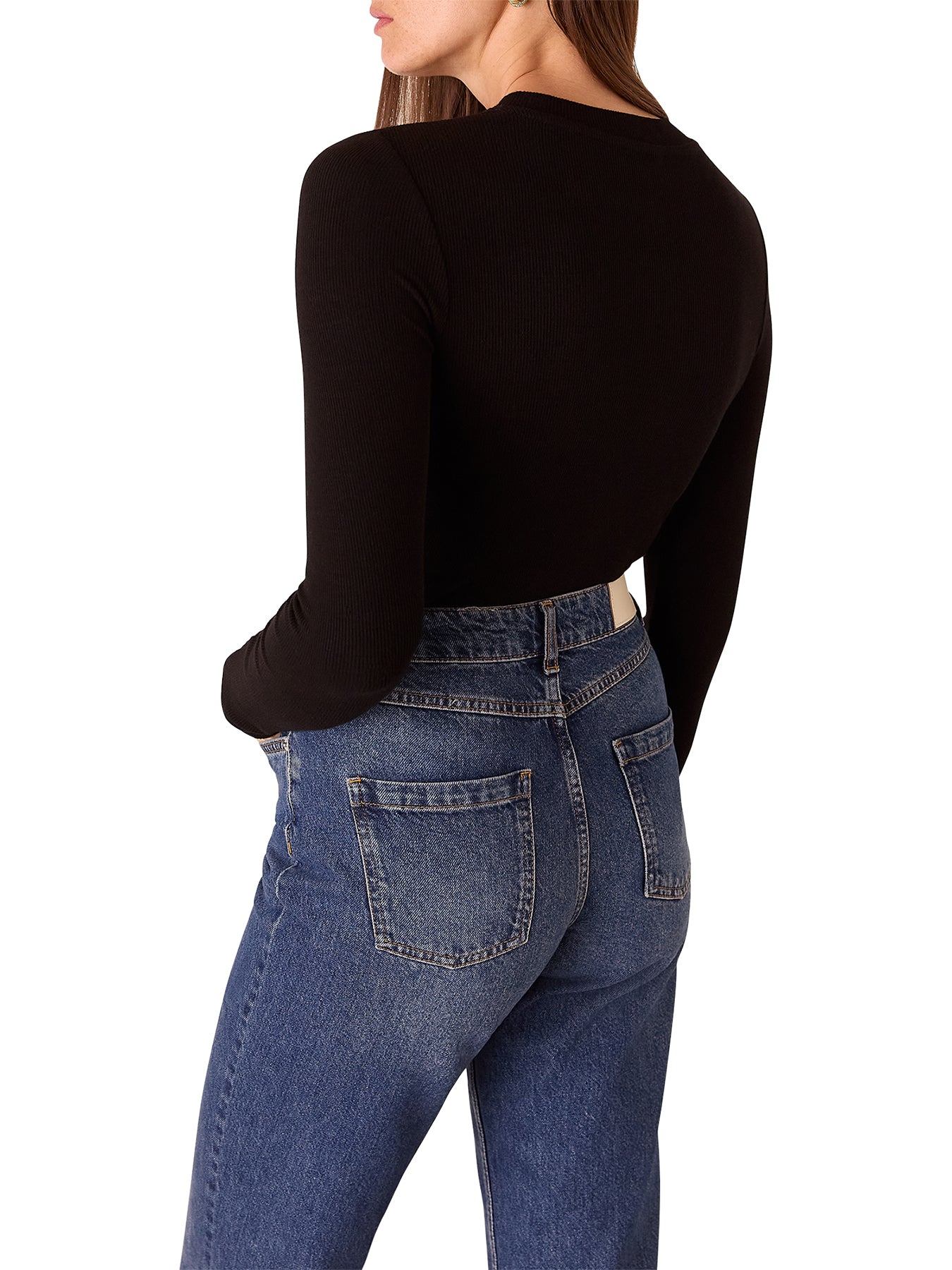 Essential Ribbed Crew Black