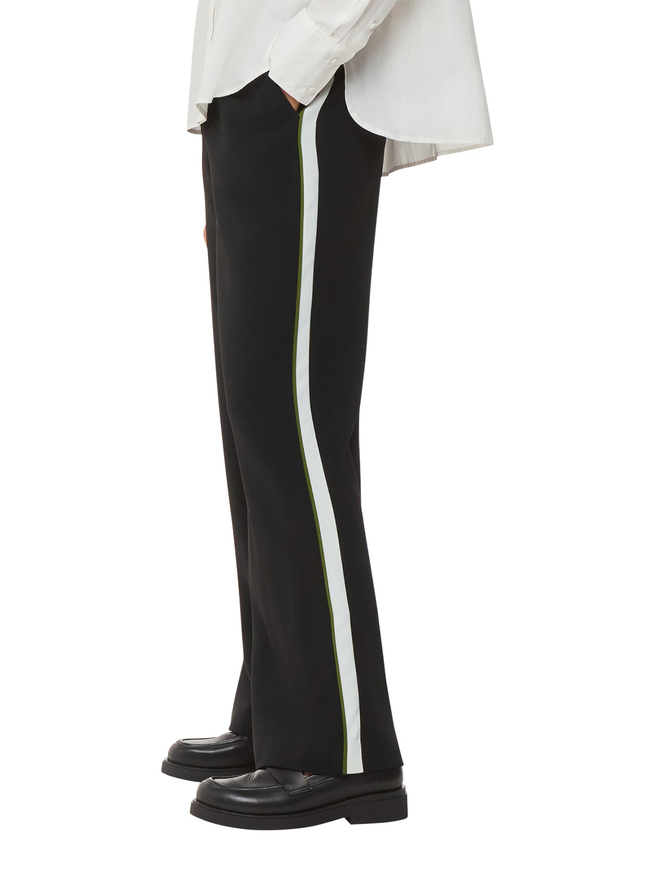 Crepe Side Stripe Trouser Black