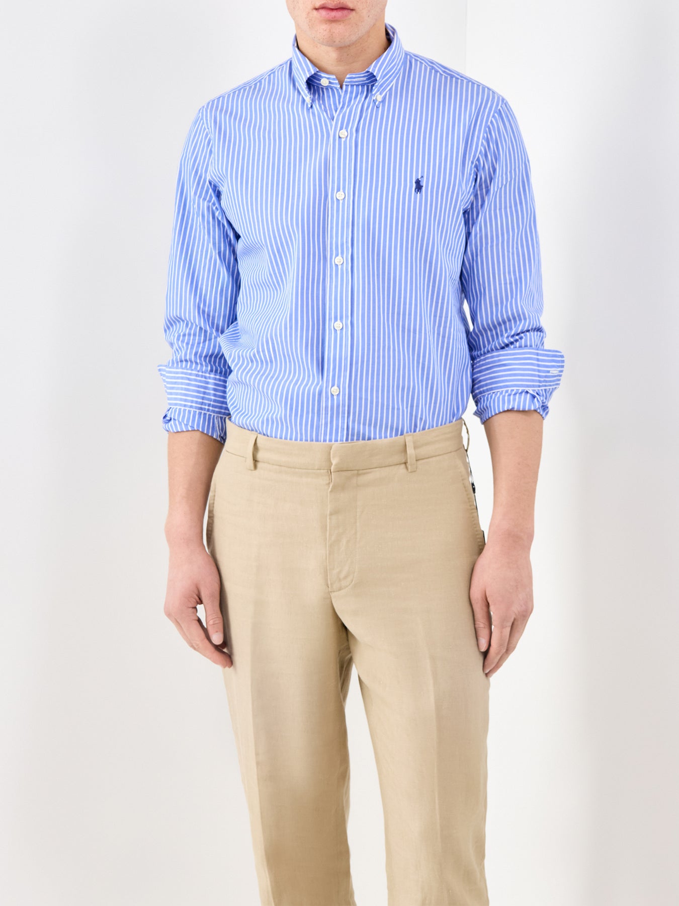 Custom Fit Stripe Shirt Blue