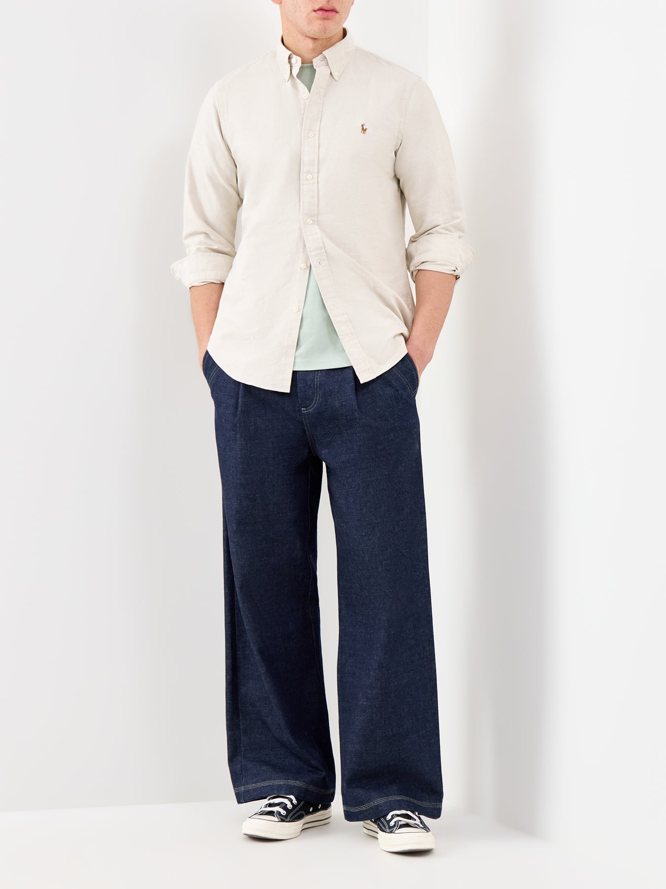 Custom Fit Oxford Shirt Beige
