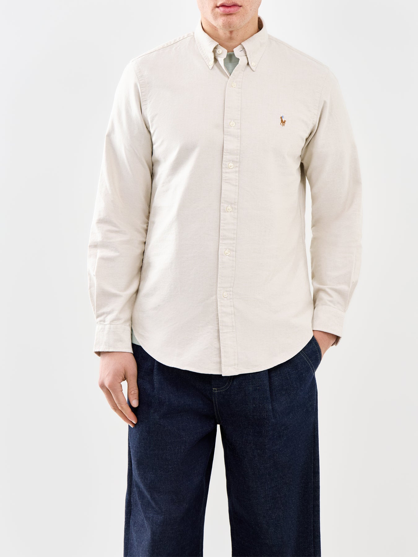 Custom Fit Oxford Shirt Beige