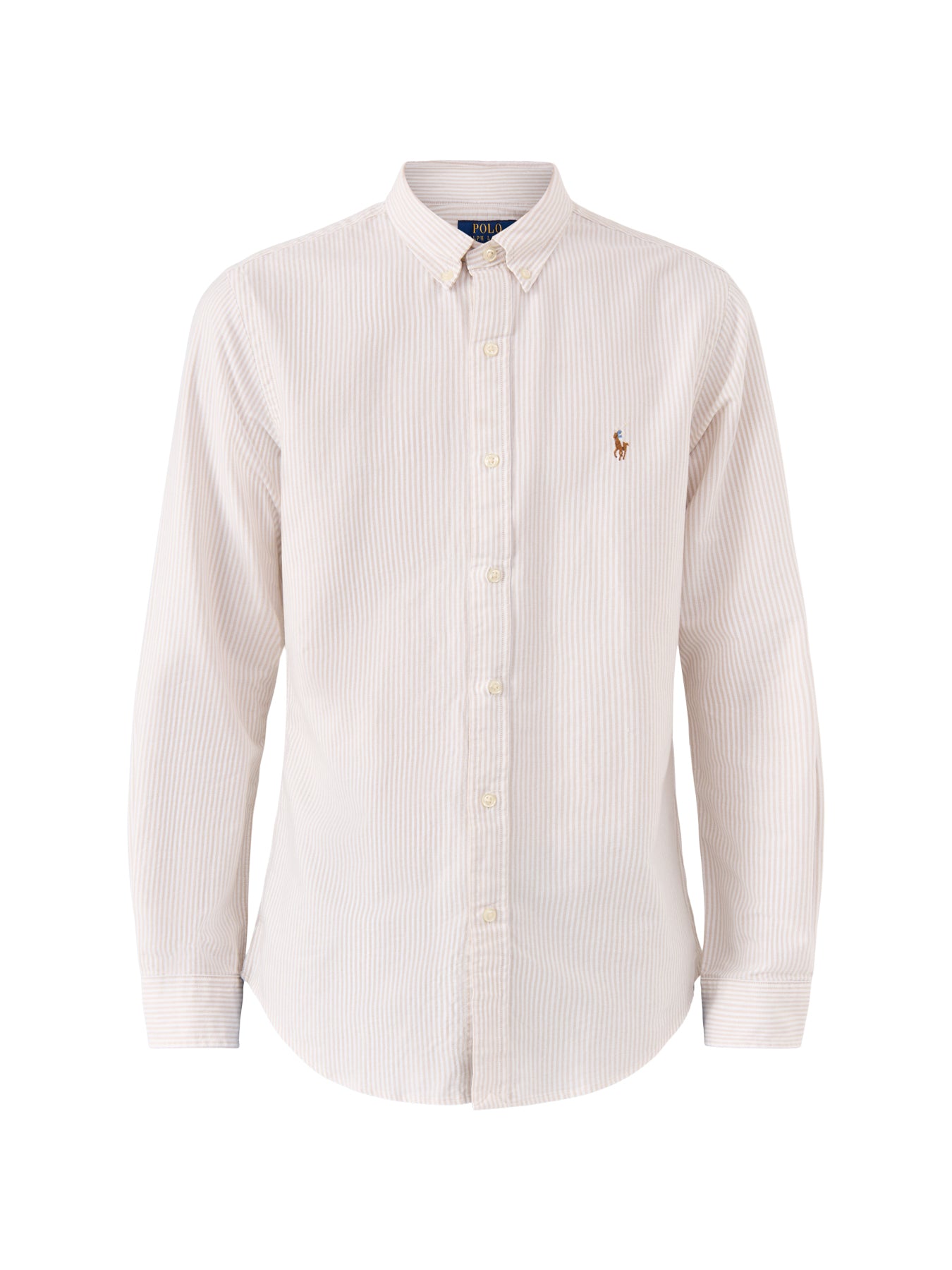 Slim Fit Stripe Oxford Shirt Beige