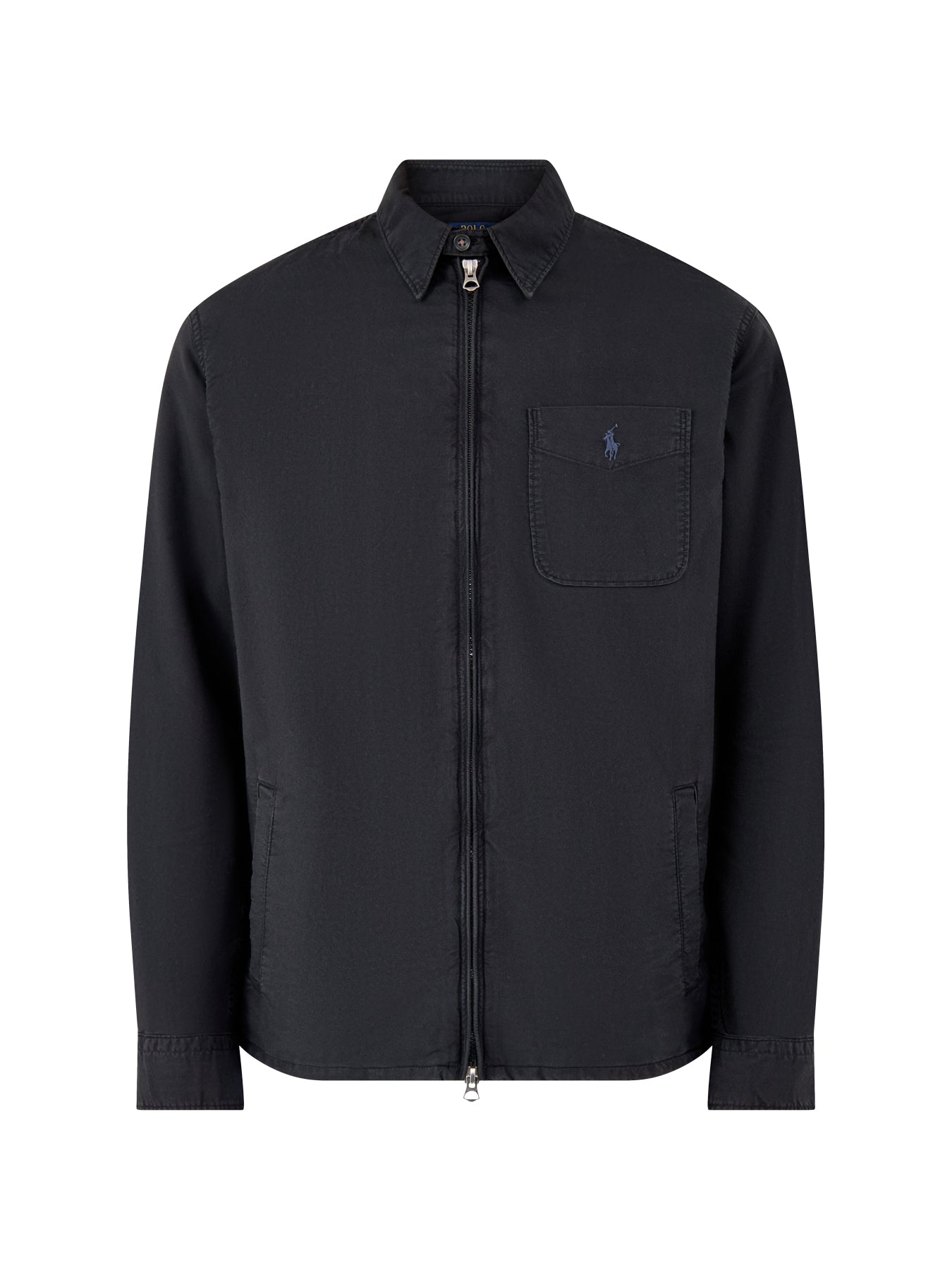 Zip Up Oxford Overshirt Black