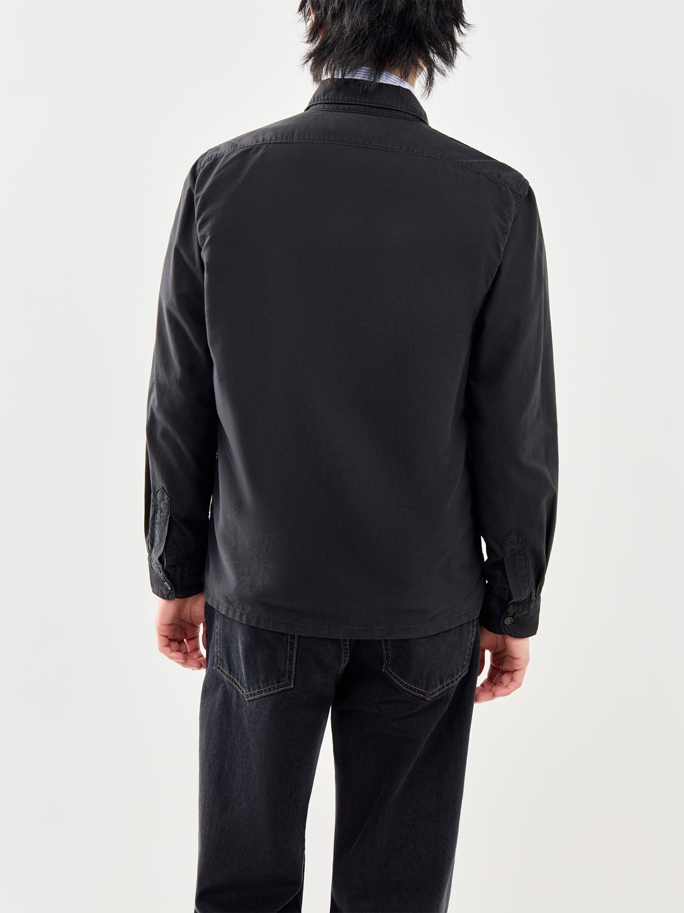 Zip Up Oxford Overshirt Black
