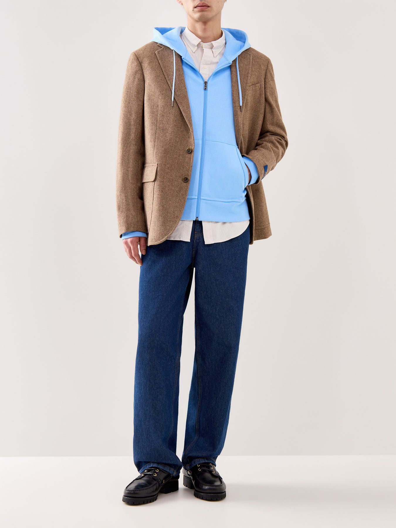Double Knit Hoodie Blue