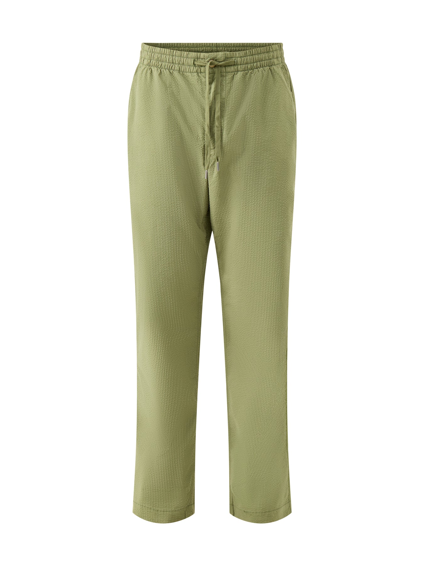 Seersucker Drawstring Trousers Olive