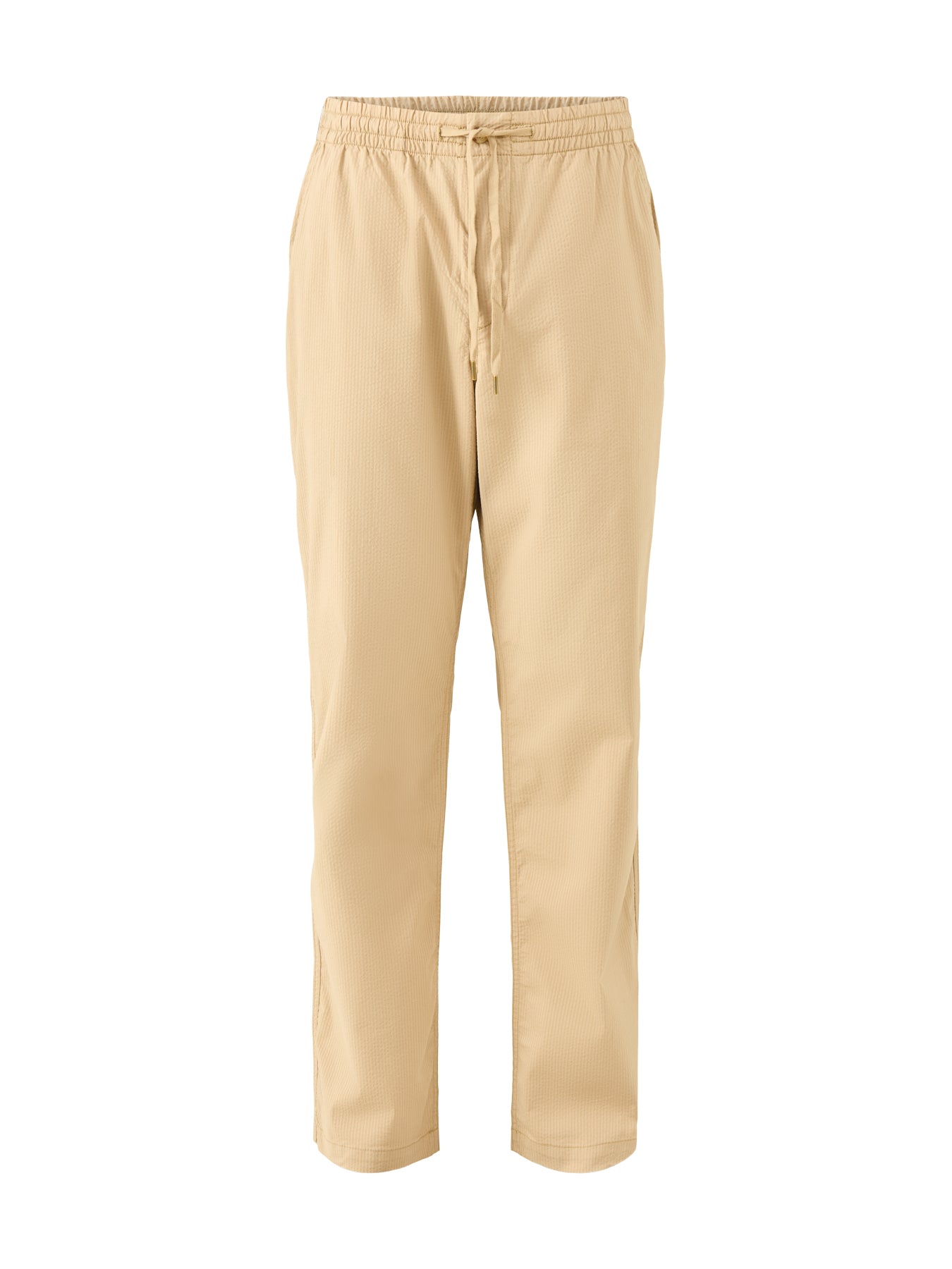 Seersucker Drawstring Trousers Beige