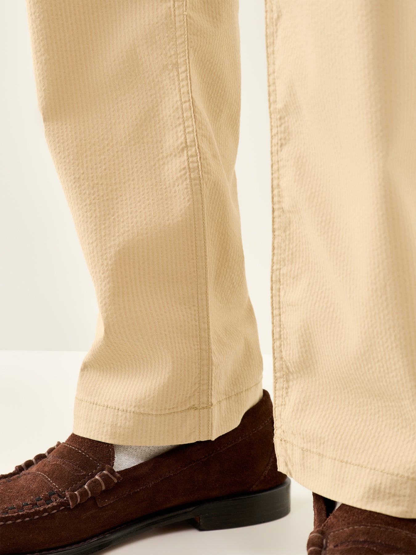 Seersucker Drawstring Trousers Beige