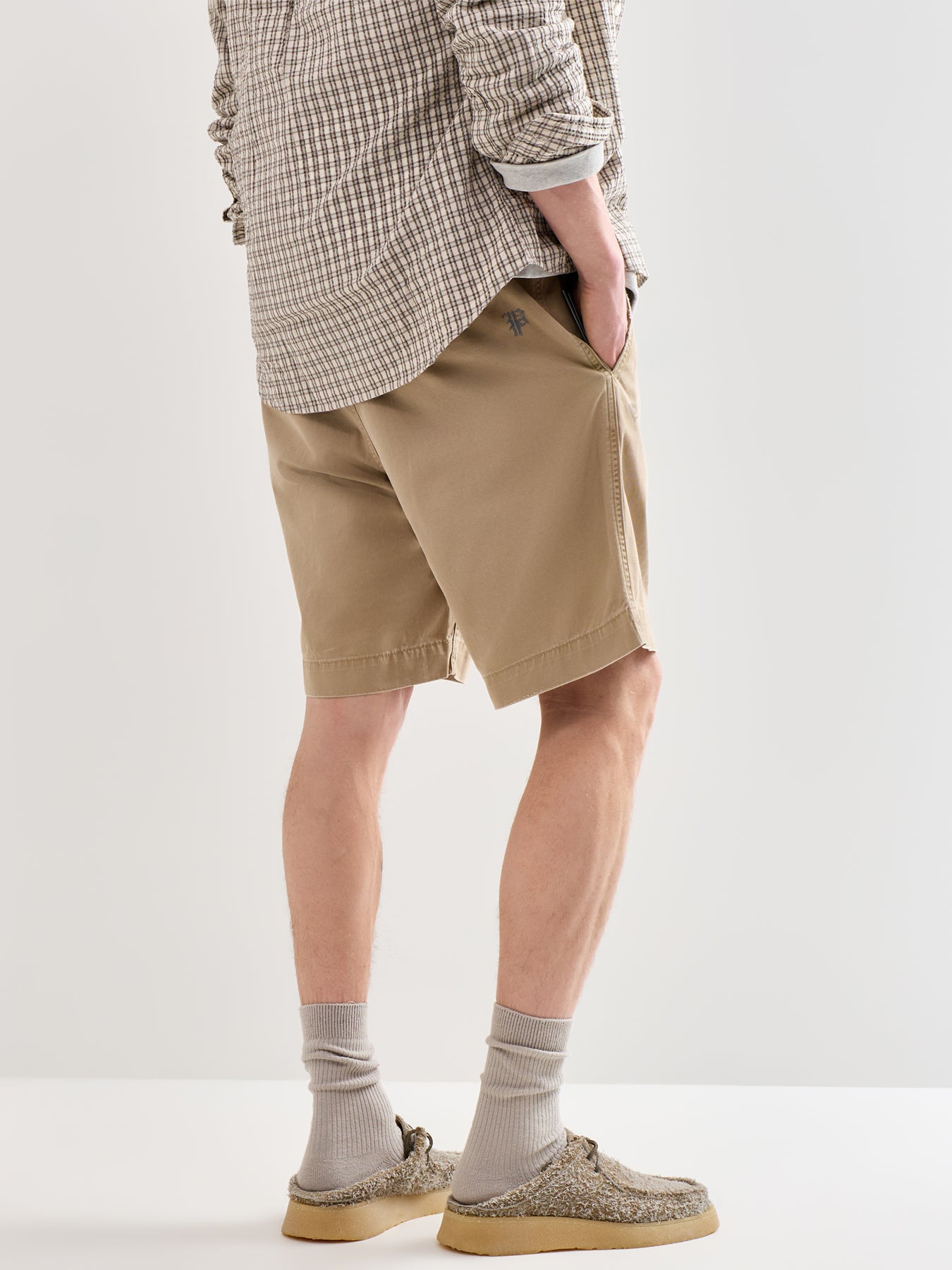 Print Twill Shorts Beige