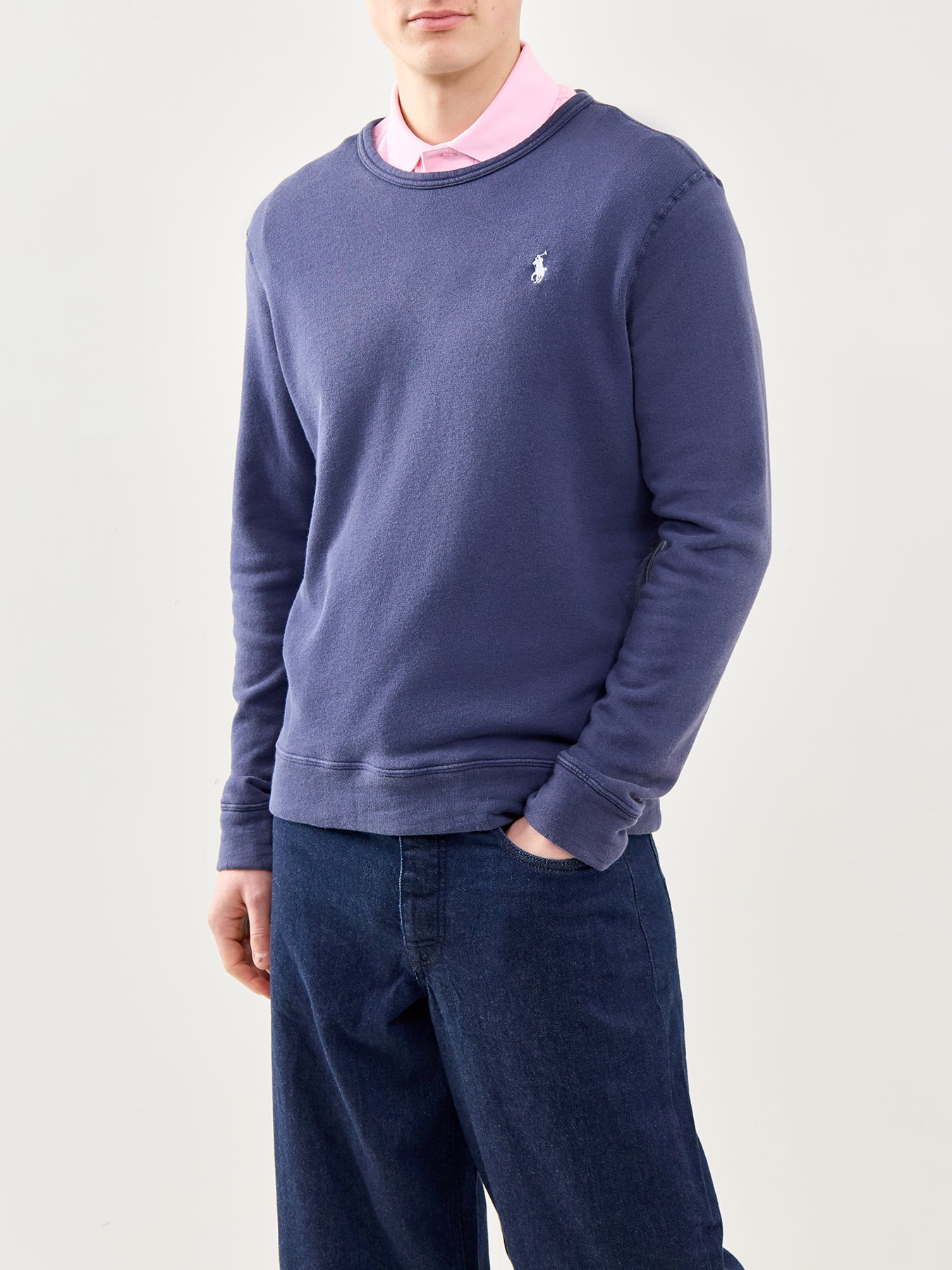 Terry Crew Neck Sweatshirt Navy