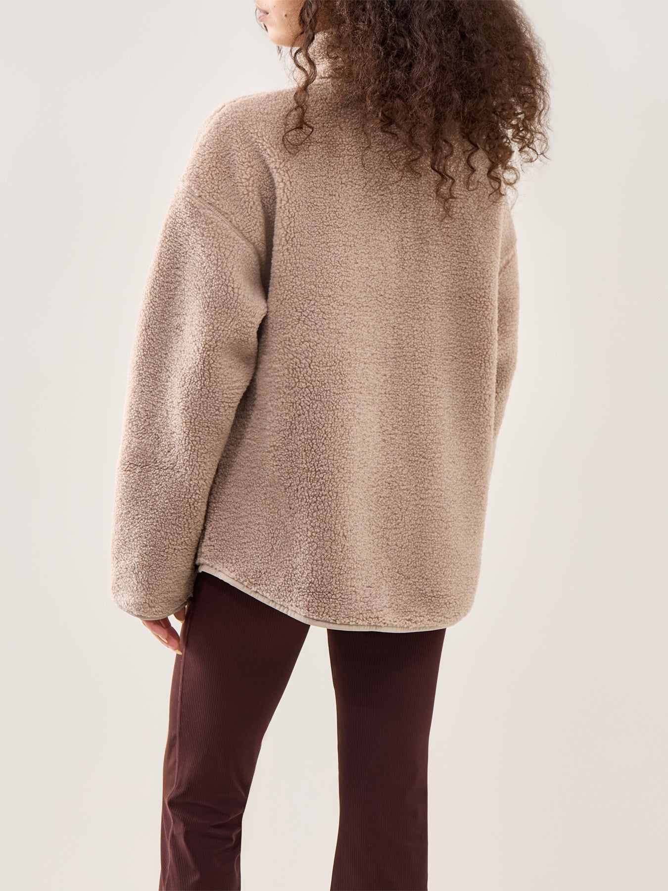 Textured Plush Zip-Up Jacket Beige