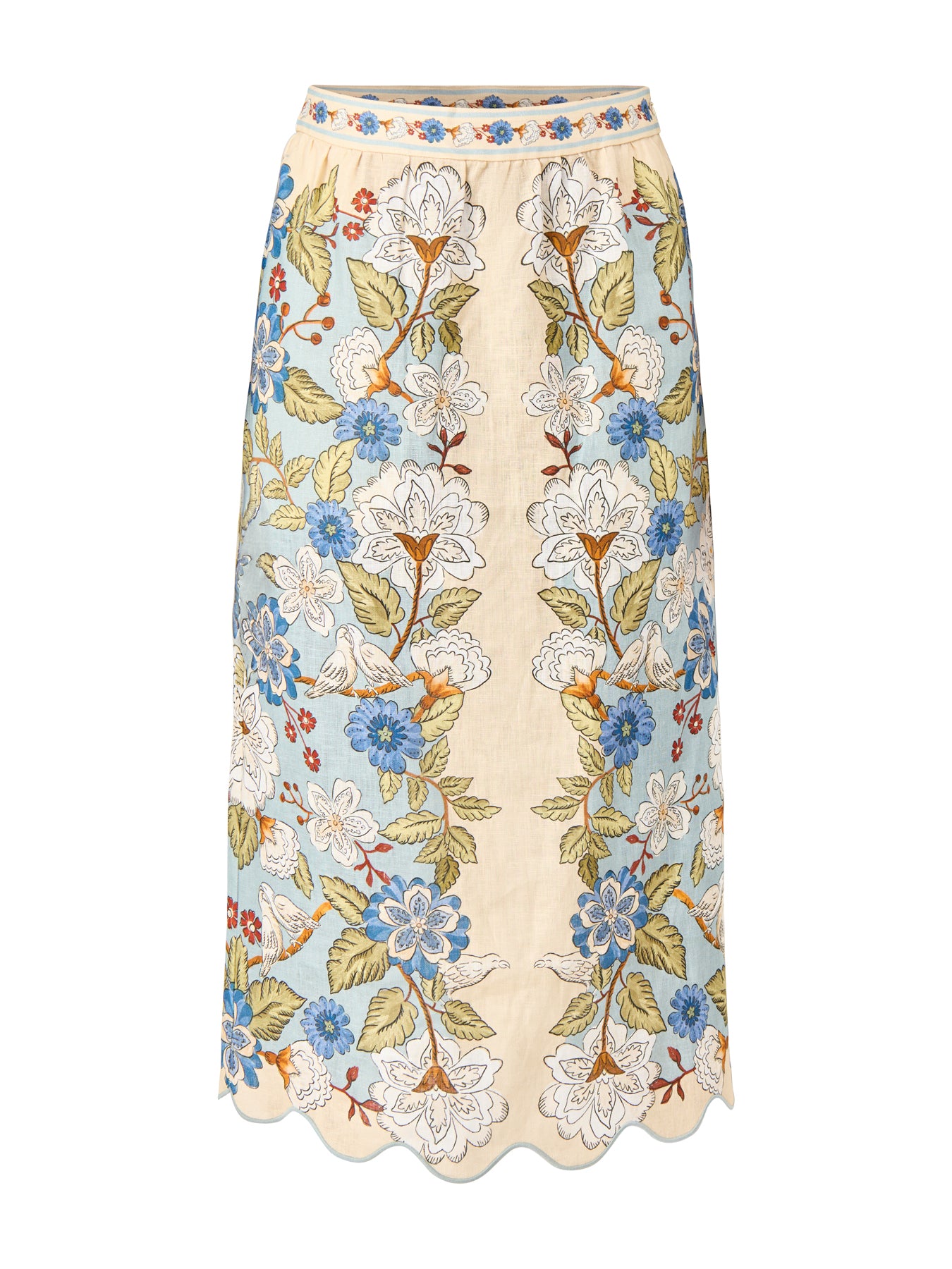 Garden Scarf Blue Midi Skirt