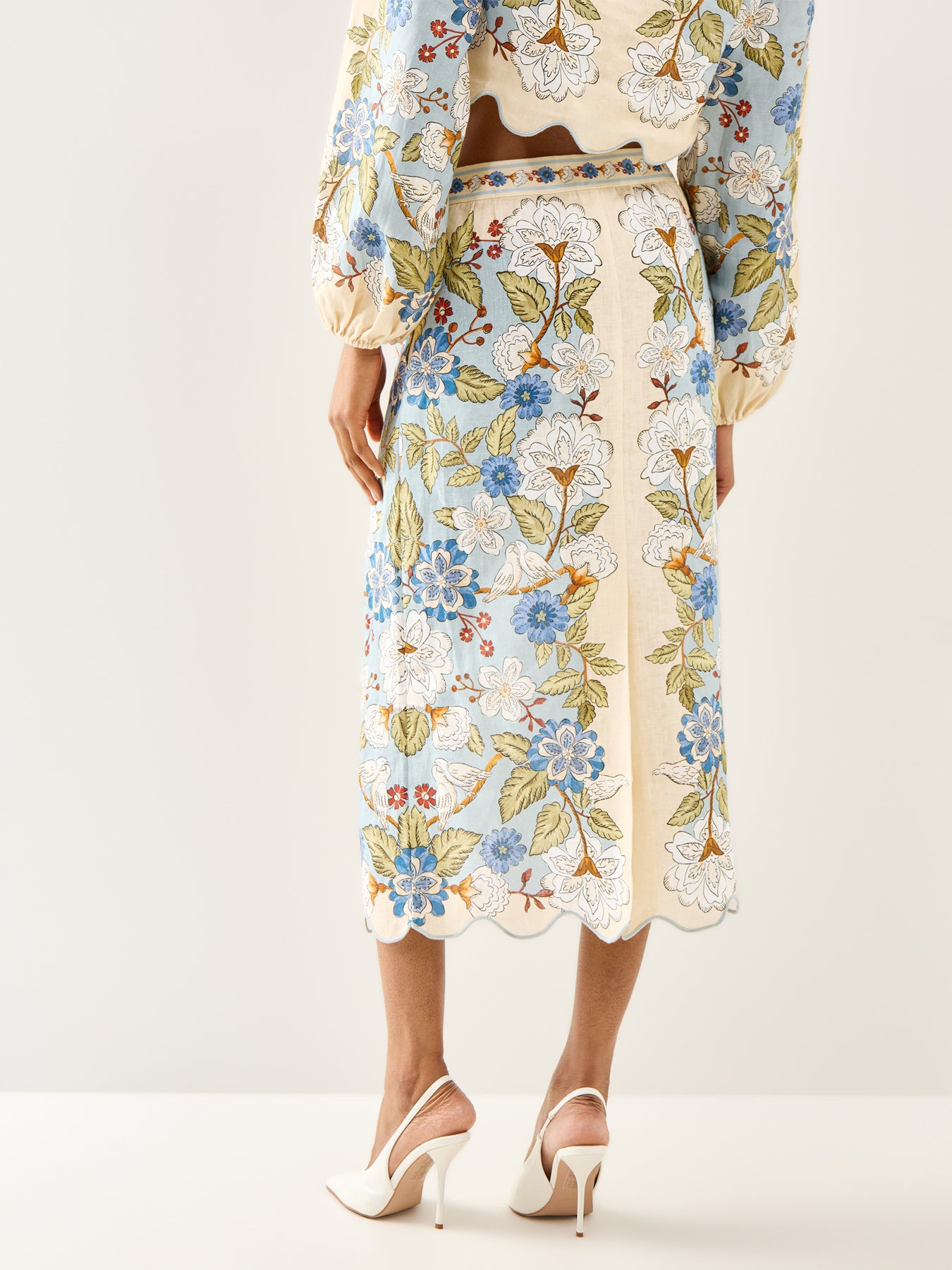 Garden Scarf Blue Midi Skirt