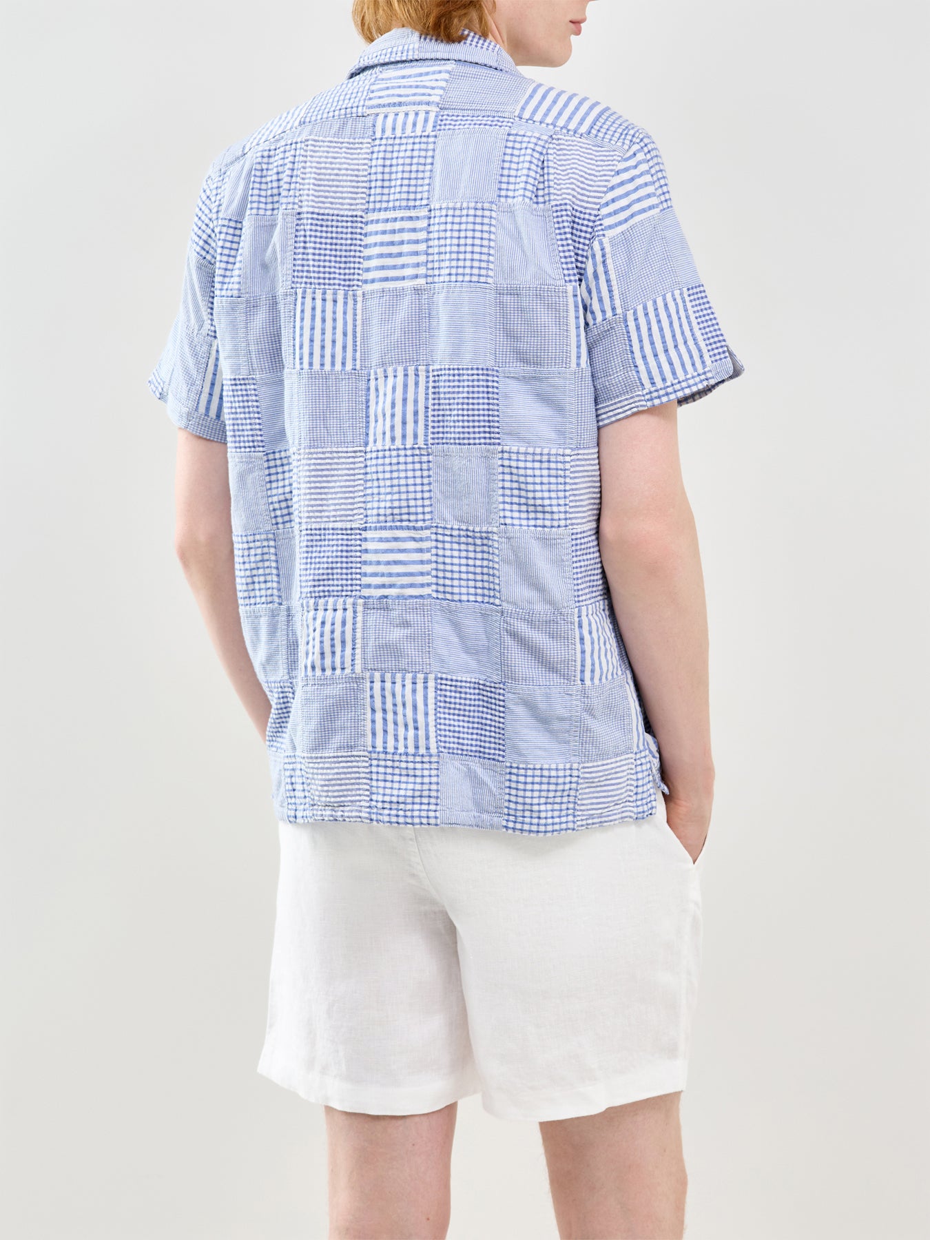 Seersucker Patch Shirt Blue
