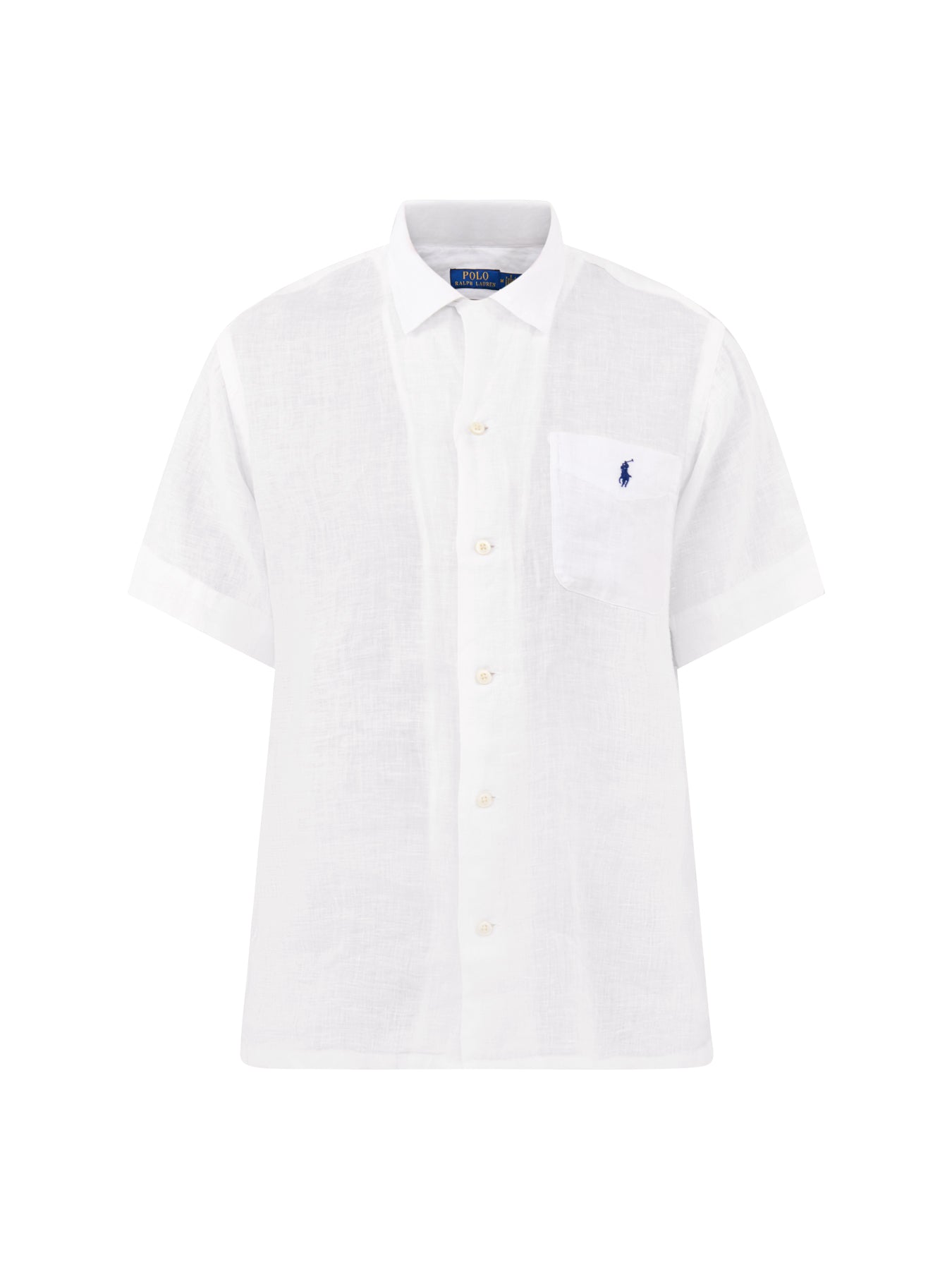 Open Collar Linen Shirt White