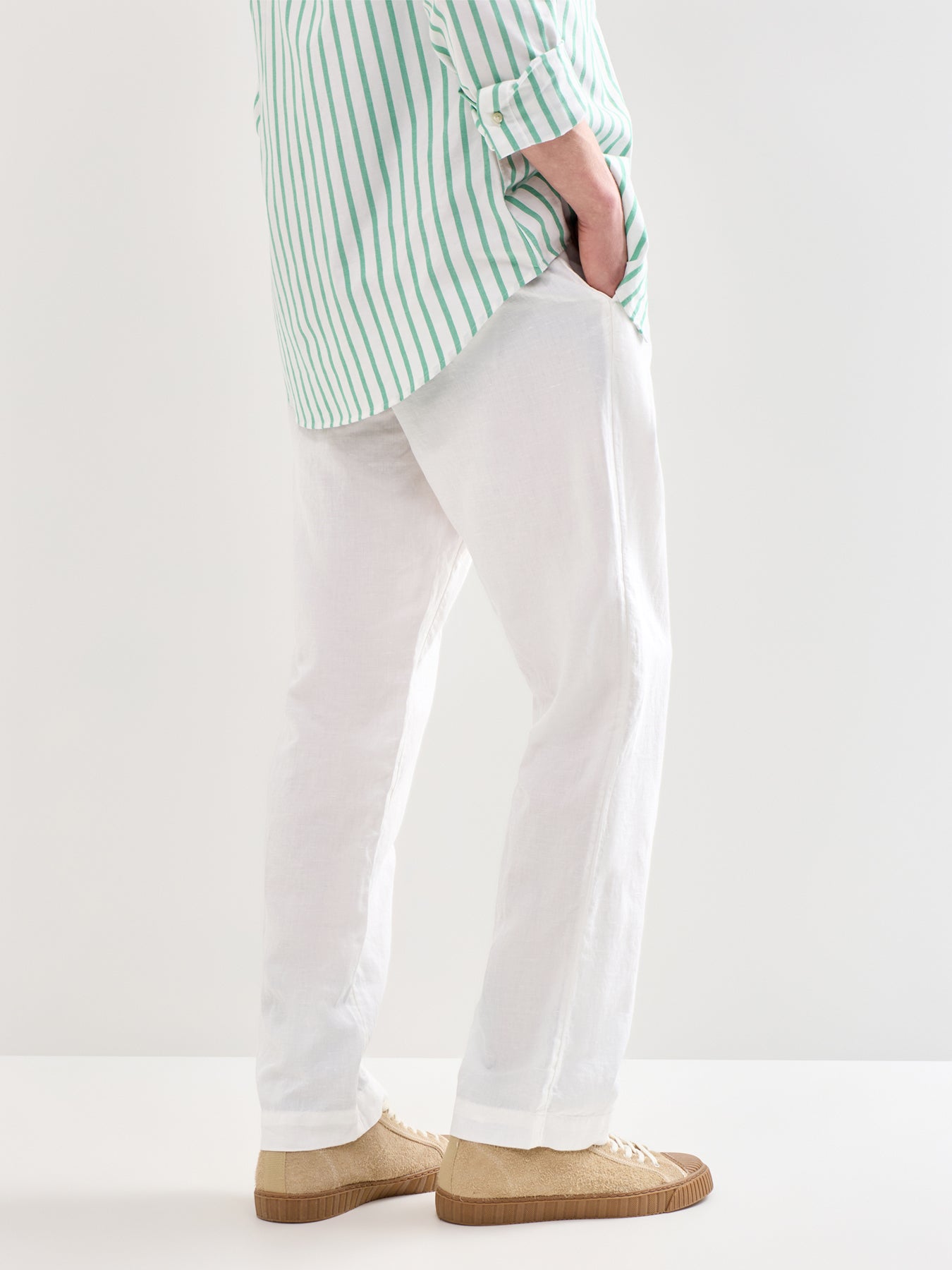 Linen Cotton Trousers White