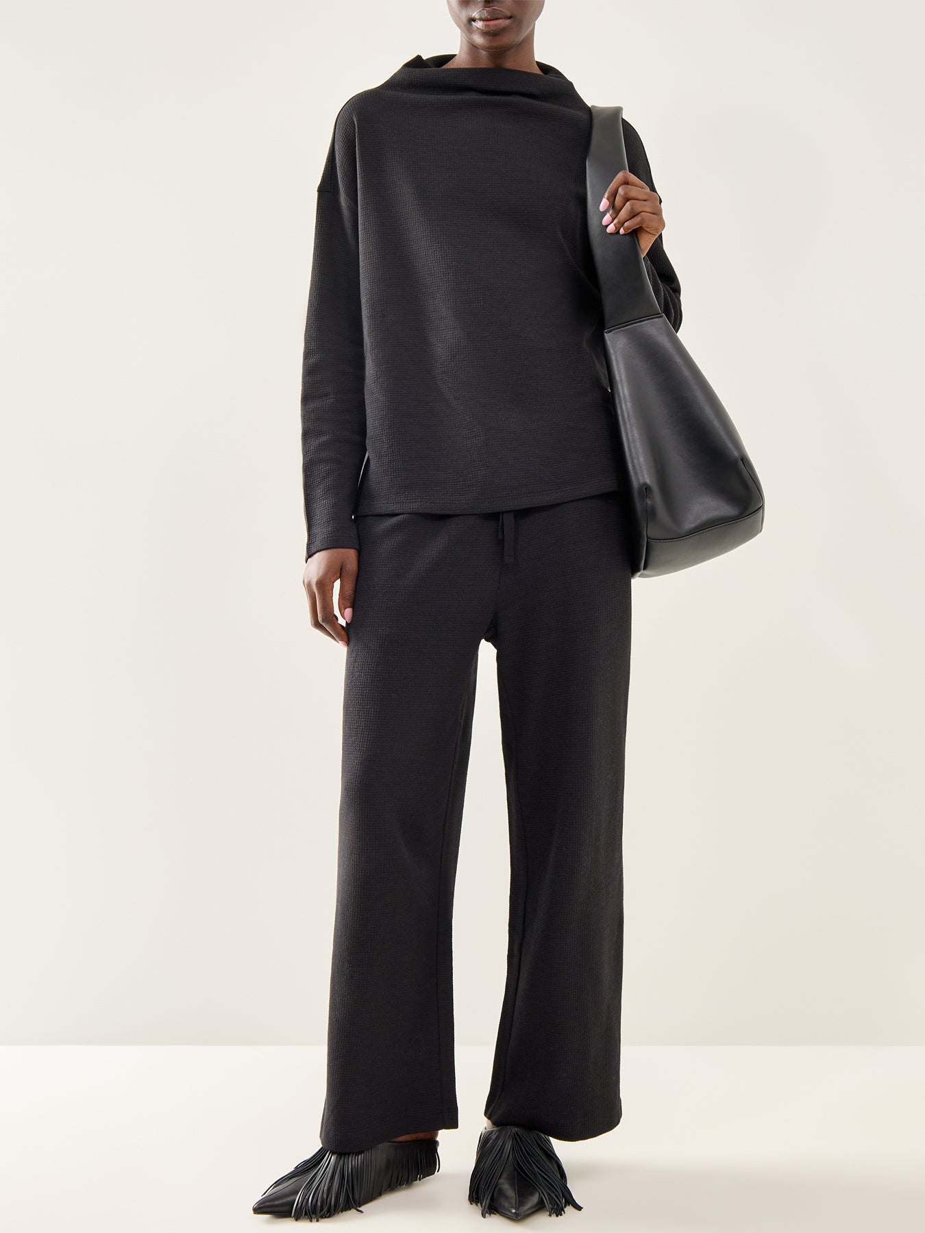 High Funnel Neck Box Top Black