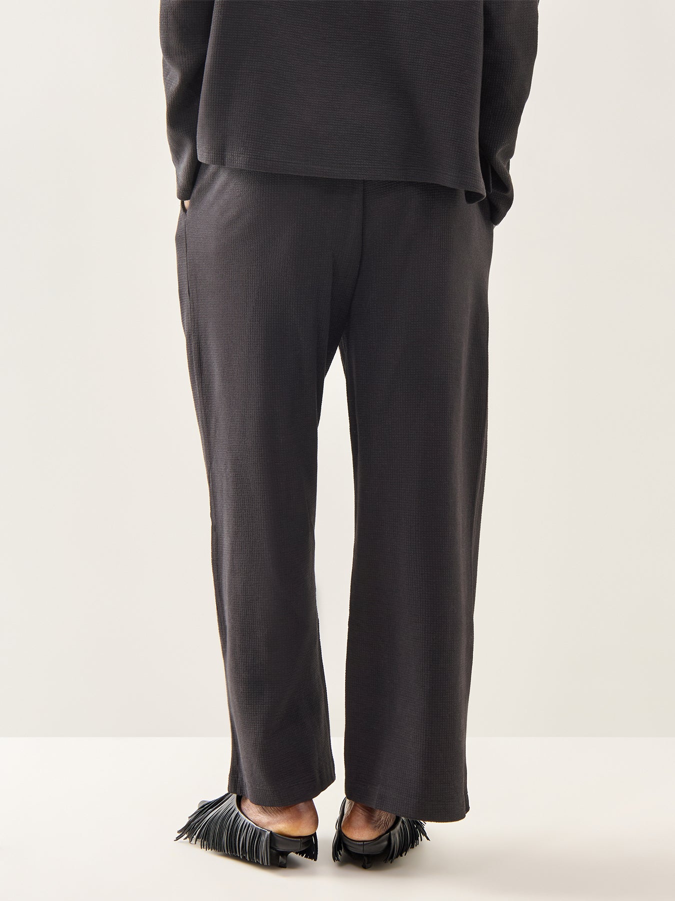 Wide Ankle Pant with Drawstring Black