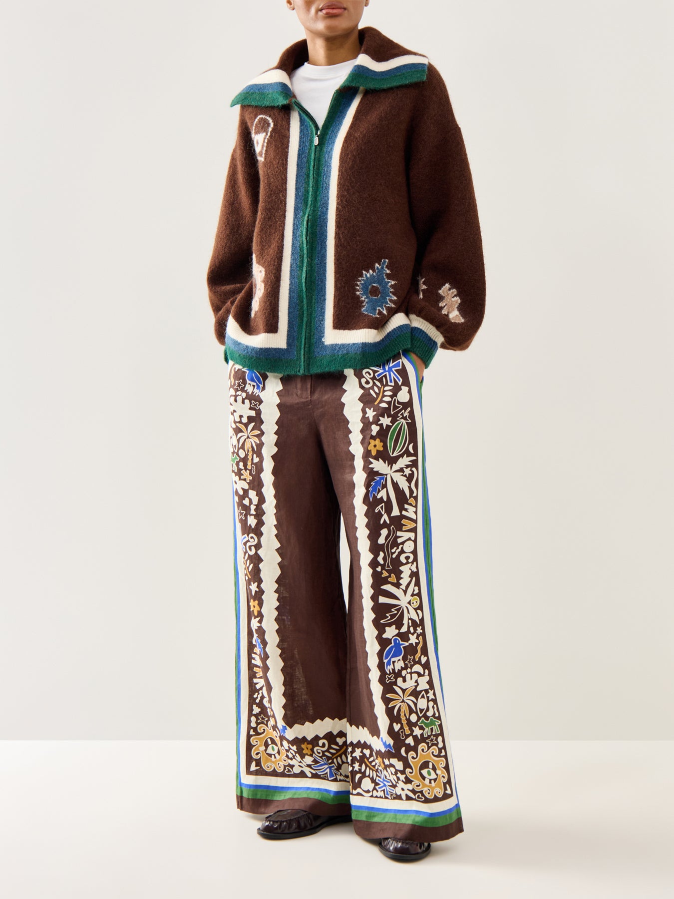Maroc Zip Up Knit Cardigan Chocolate