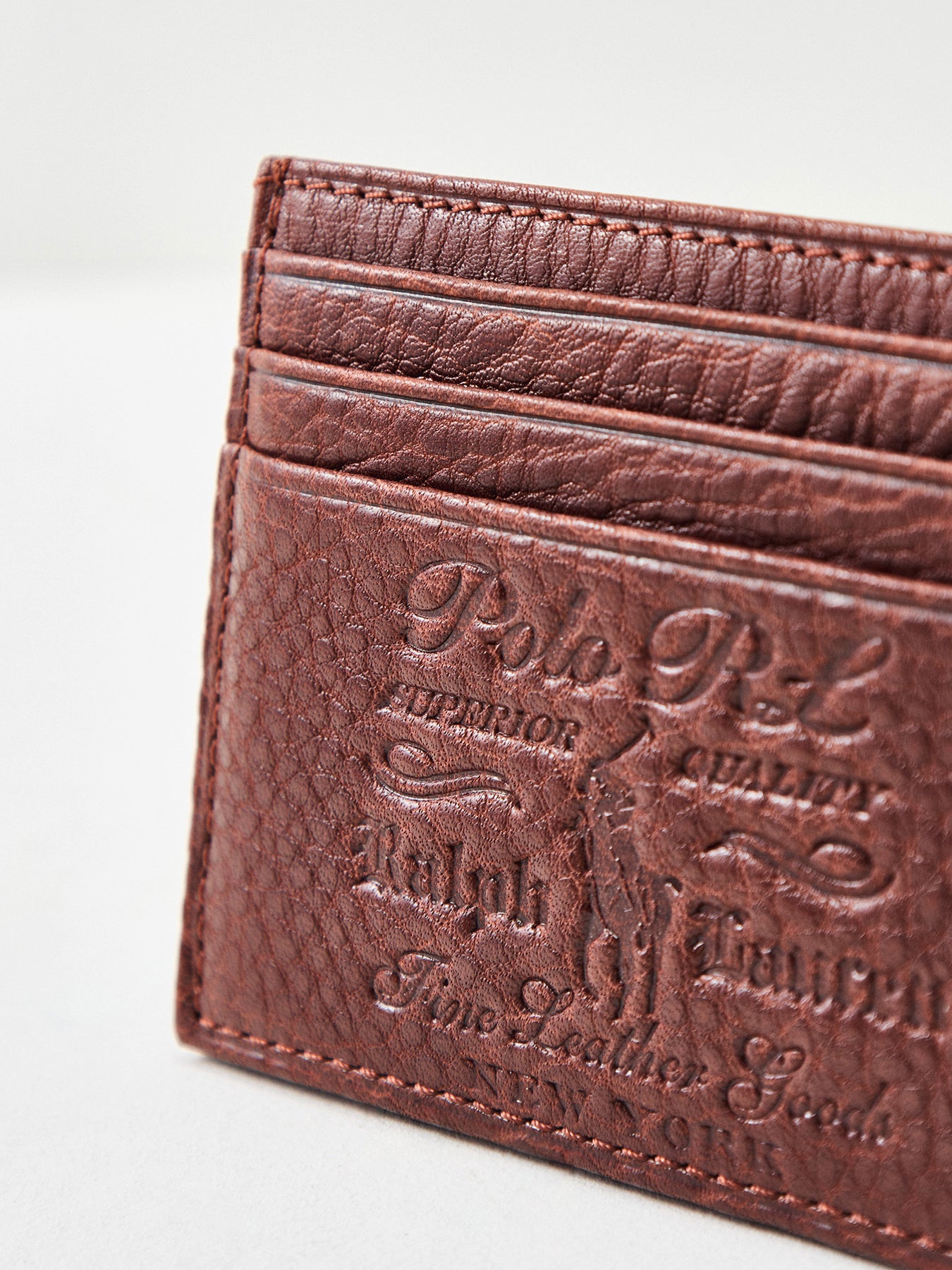 Washed Leather Card Holder Brown