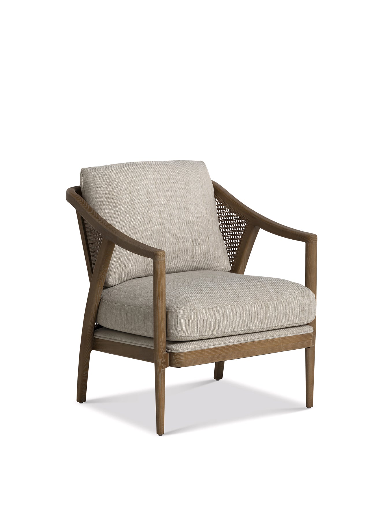 Pascal Beige Armchair with Rattan Sides