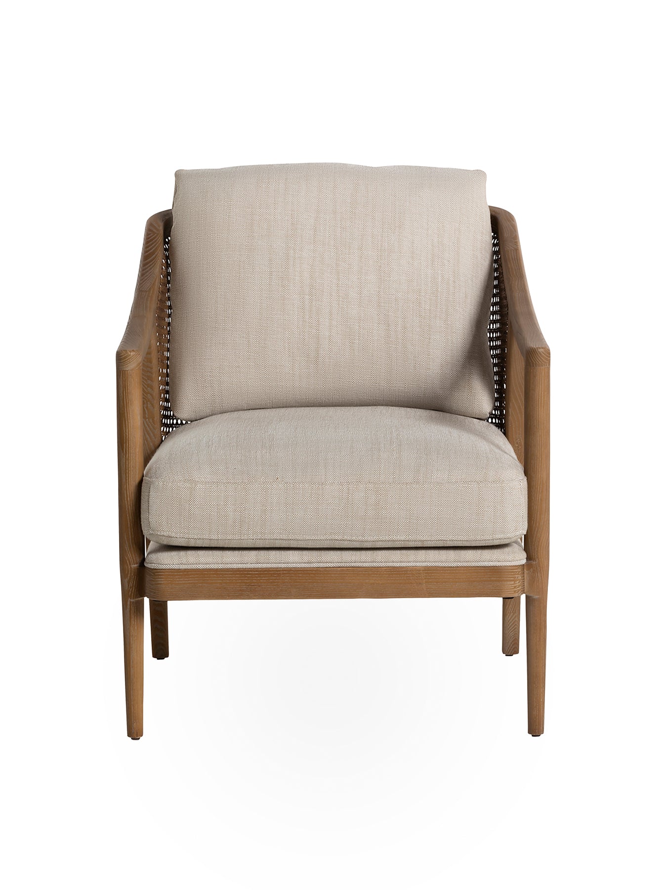 Pascal Beige Armchair with Rattan Sides