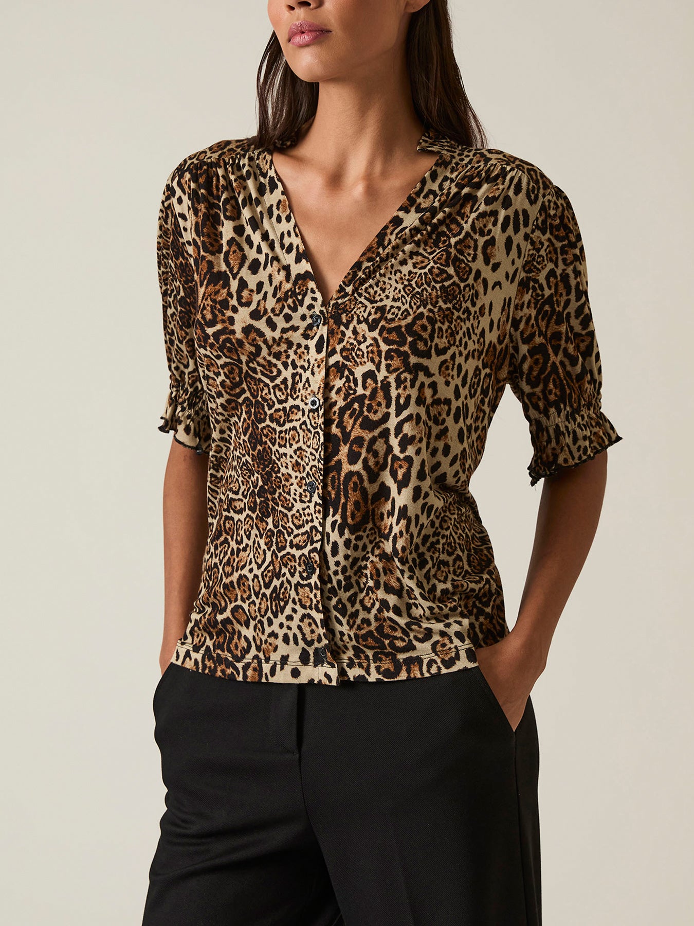 Leopard Print Blouse Brown