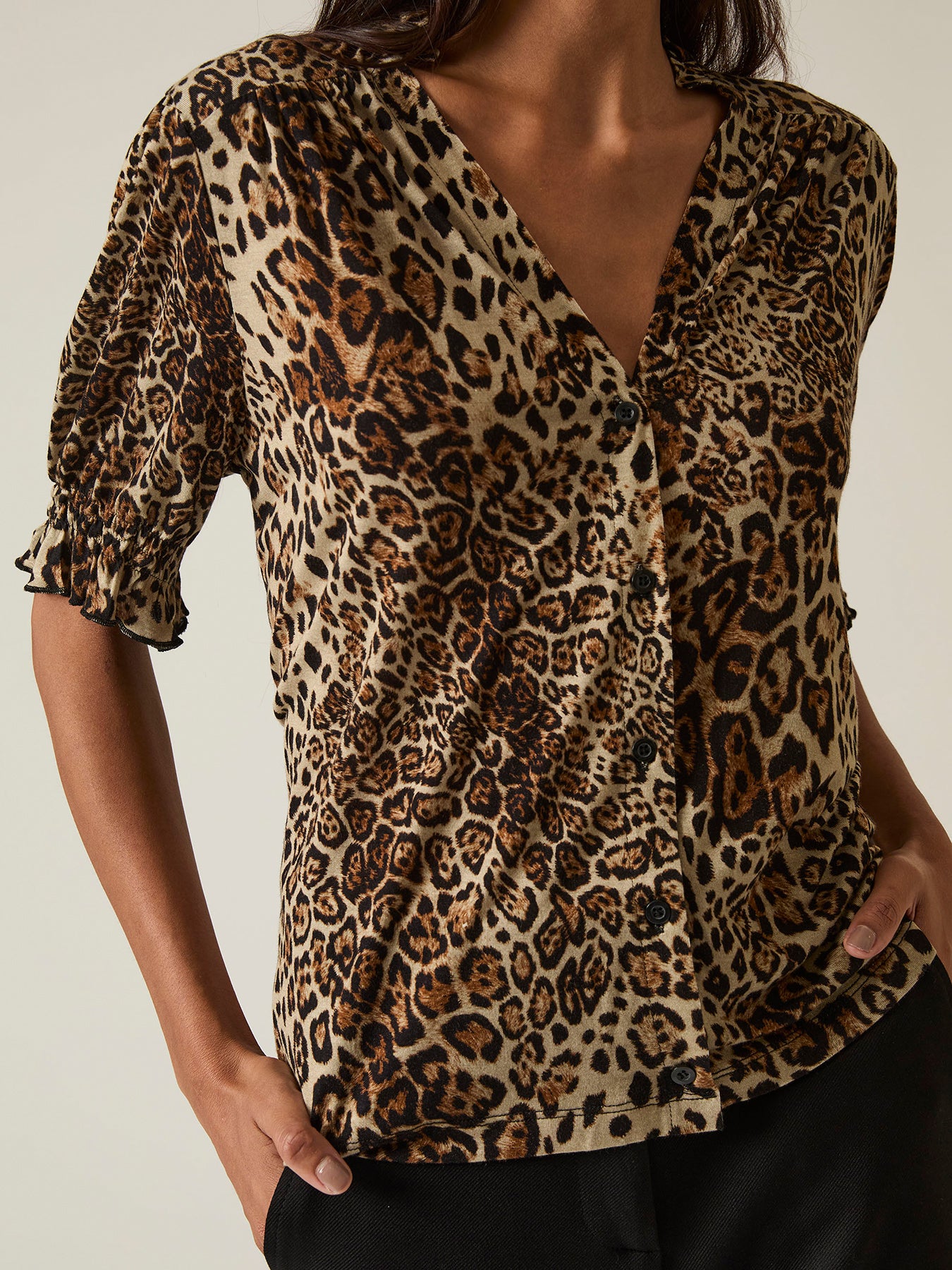 Leopard Print Blouse Brown