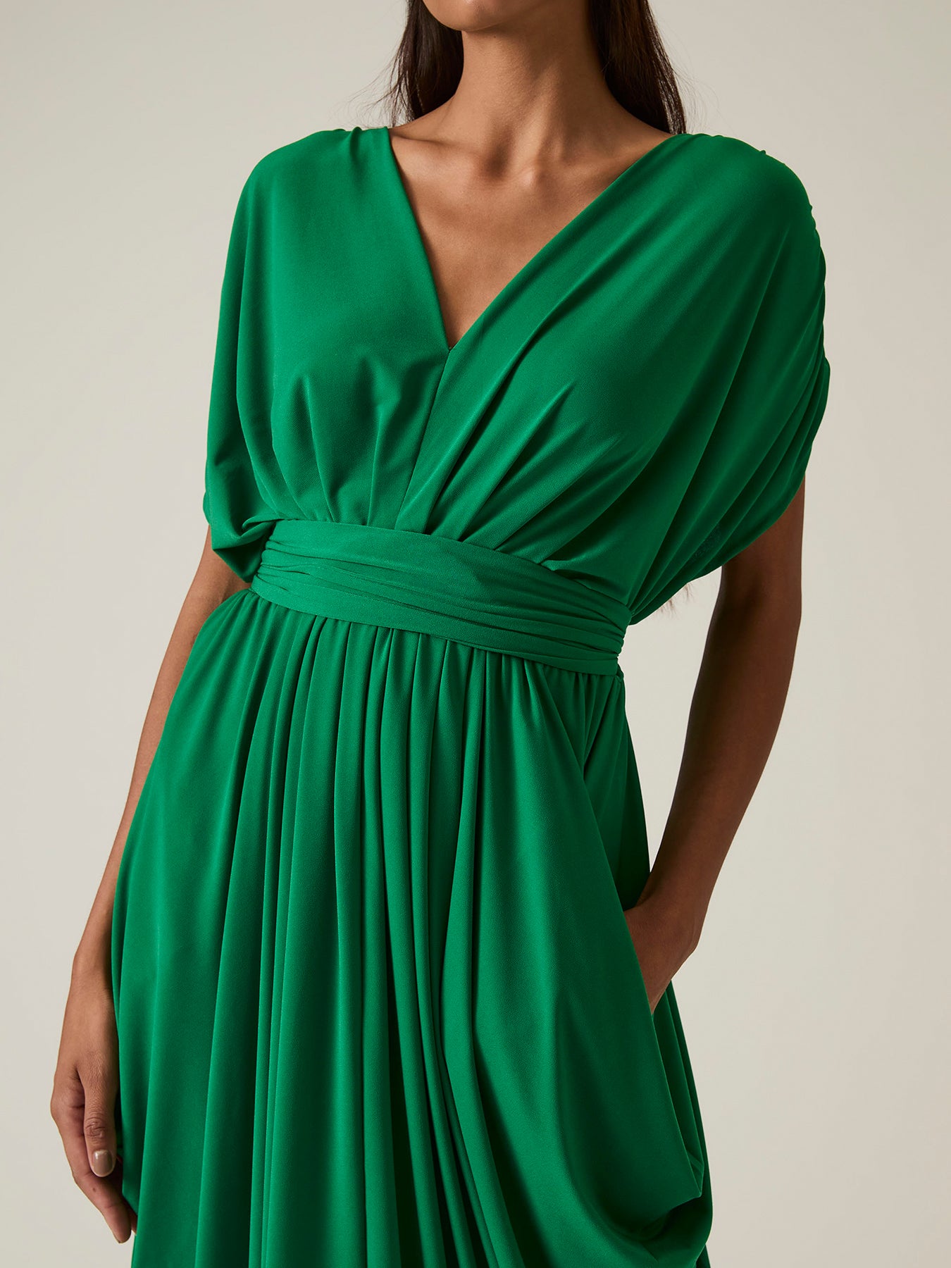 Draped Midi Dress Green