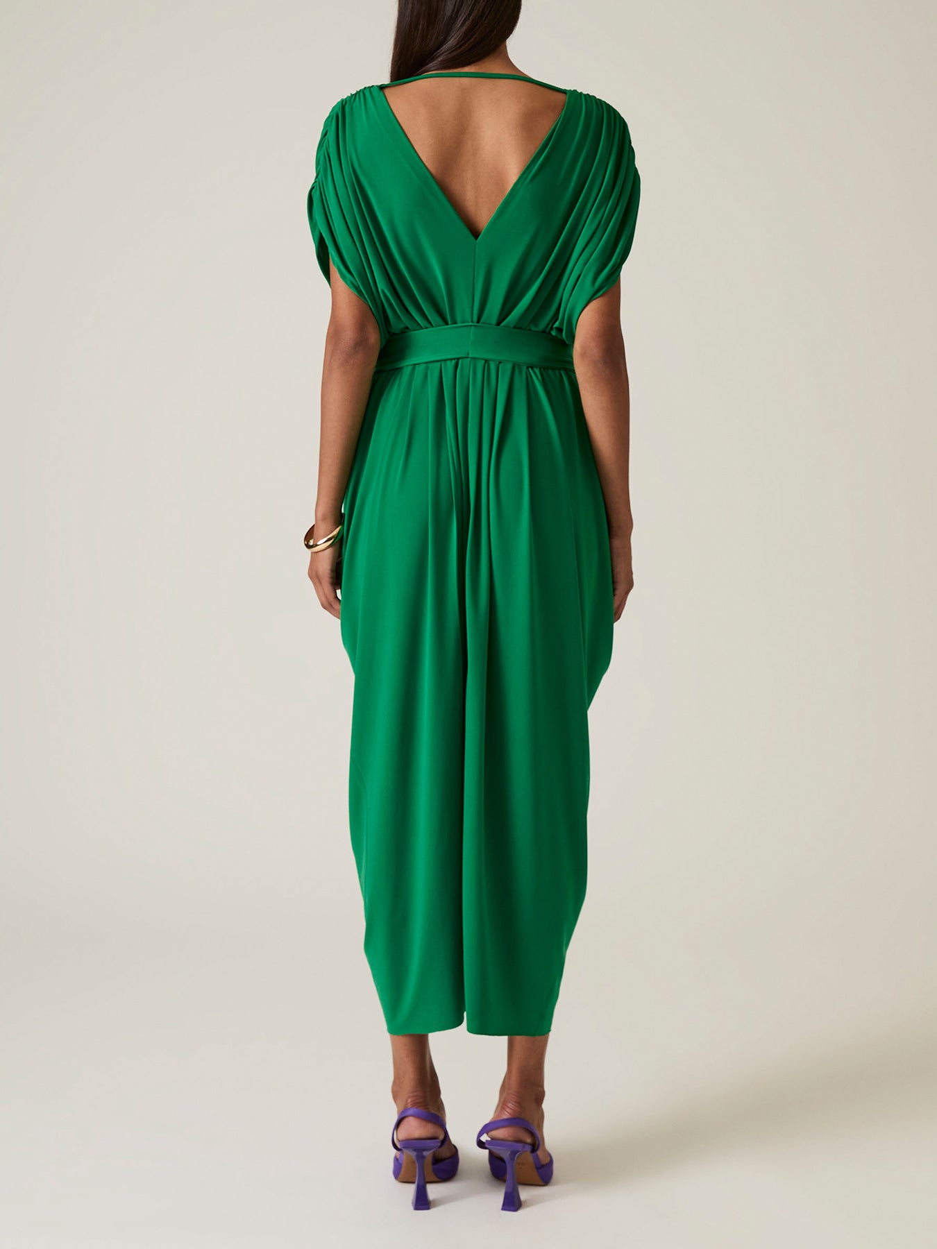 Draped Midi Dress Green