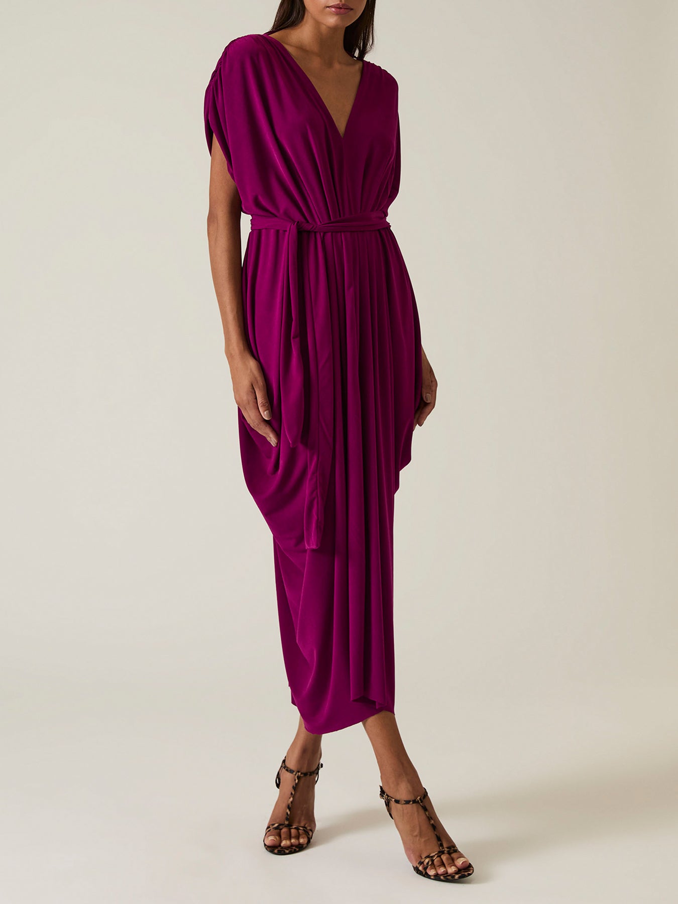 Draped Midi Dress Purple