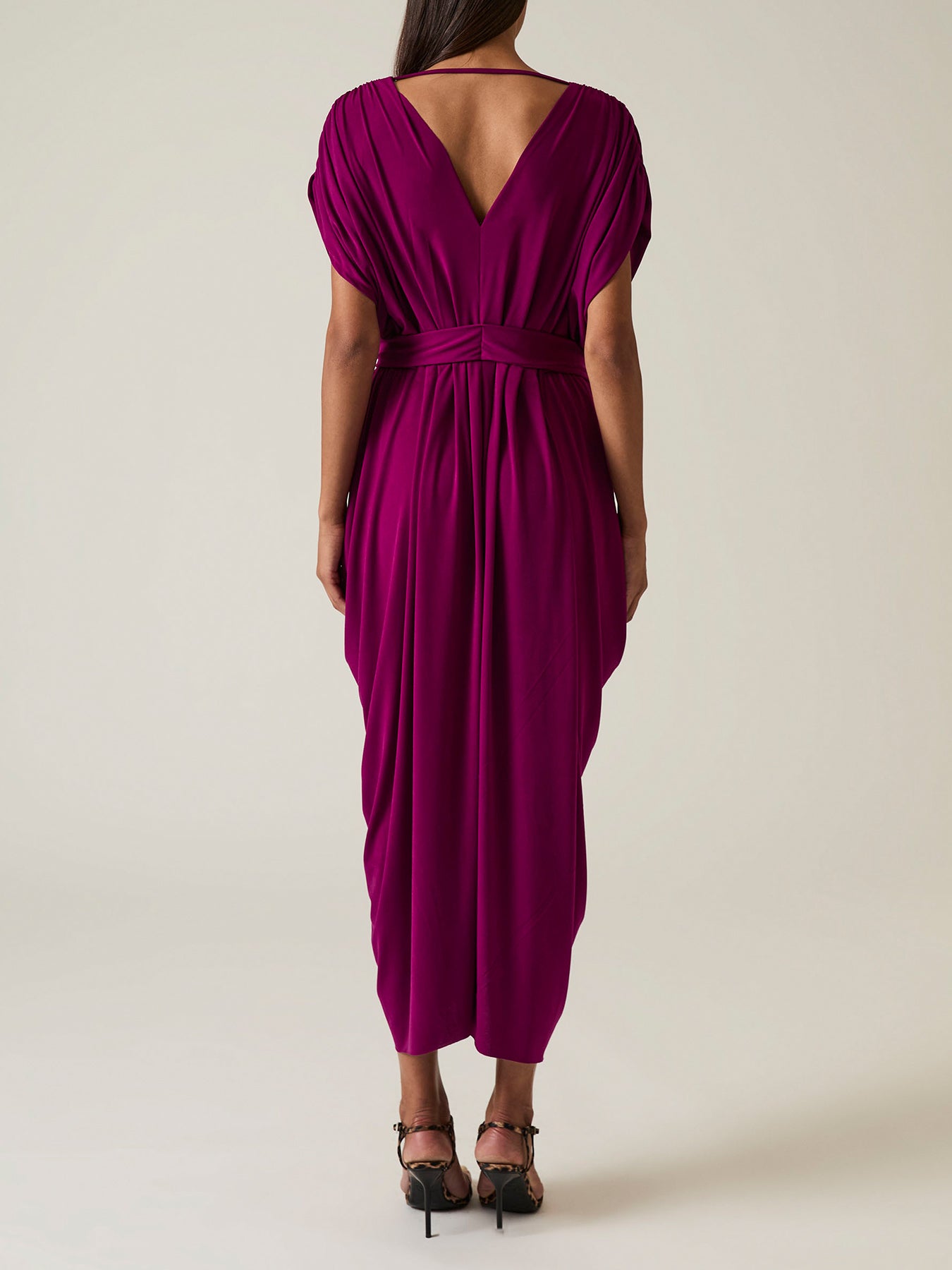 Draped Midi Dress Purple