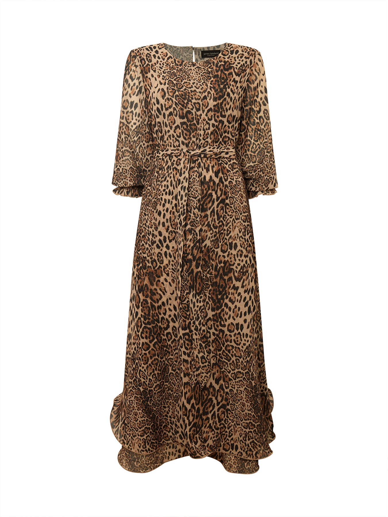 Leopard Wave Hem Maxi Dress Brown